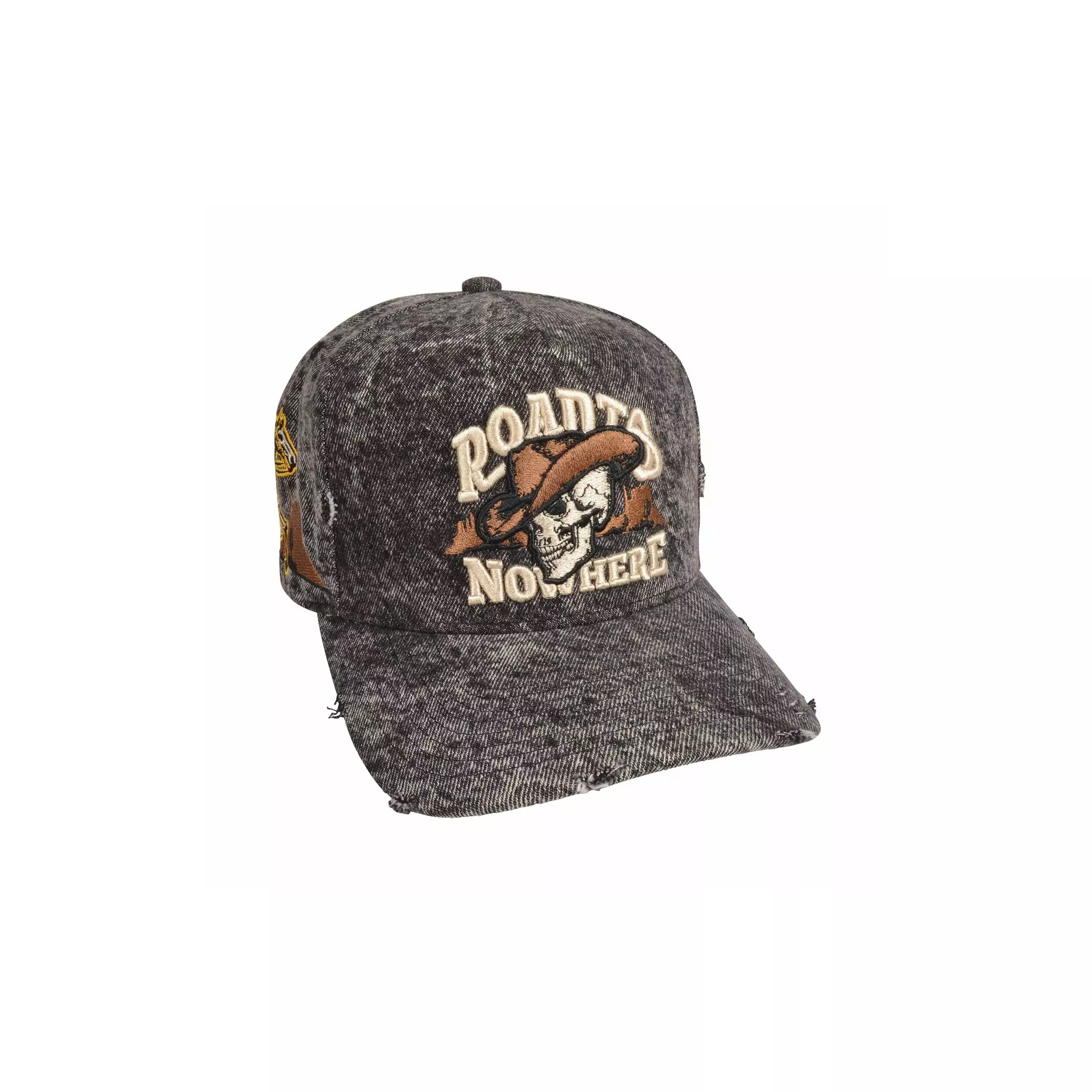 Field Grade Road 2 No Where Denim Snapback Hat-Black