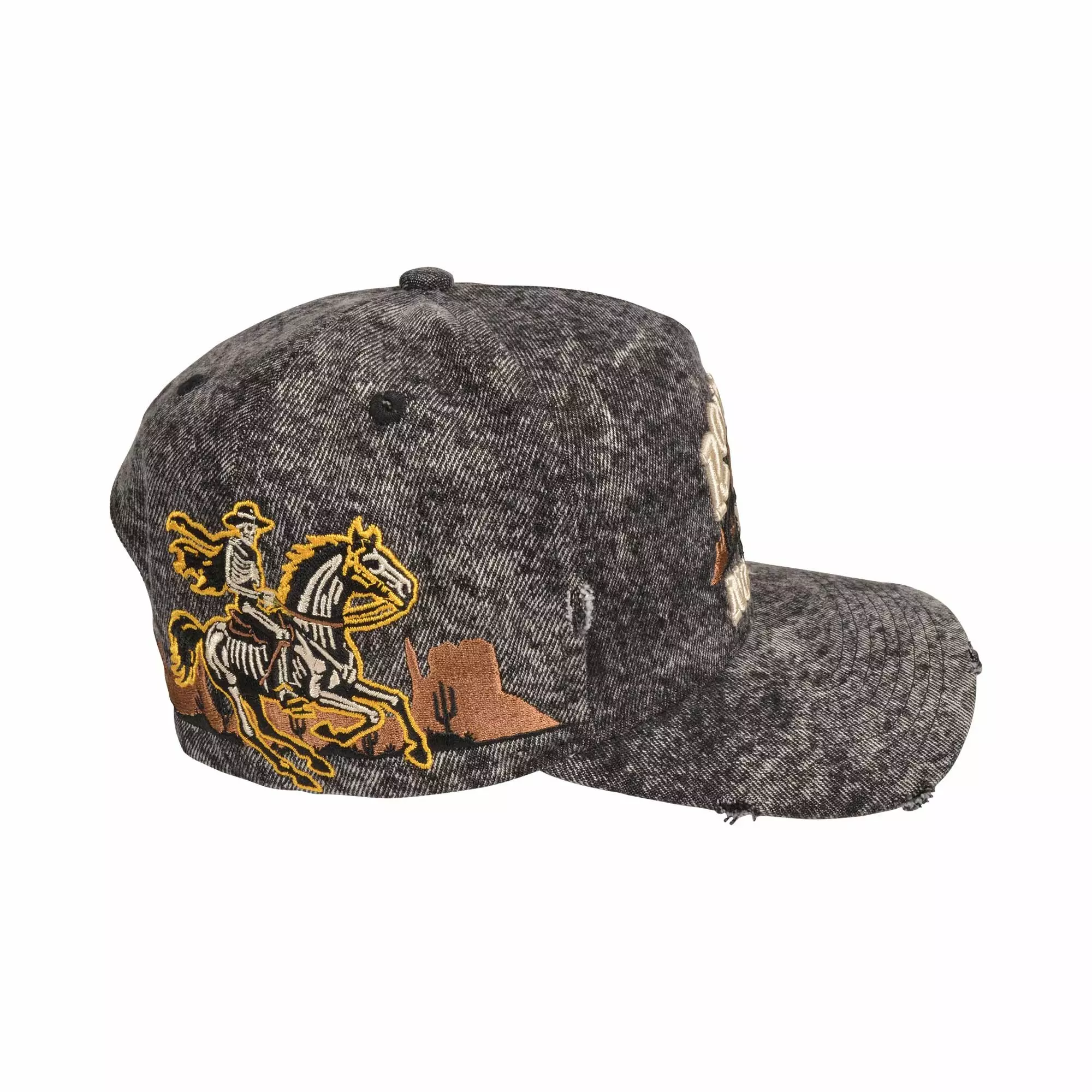 Field Grade Road 2 No Where Denim Snapback Hat-Black - BLACK