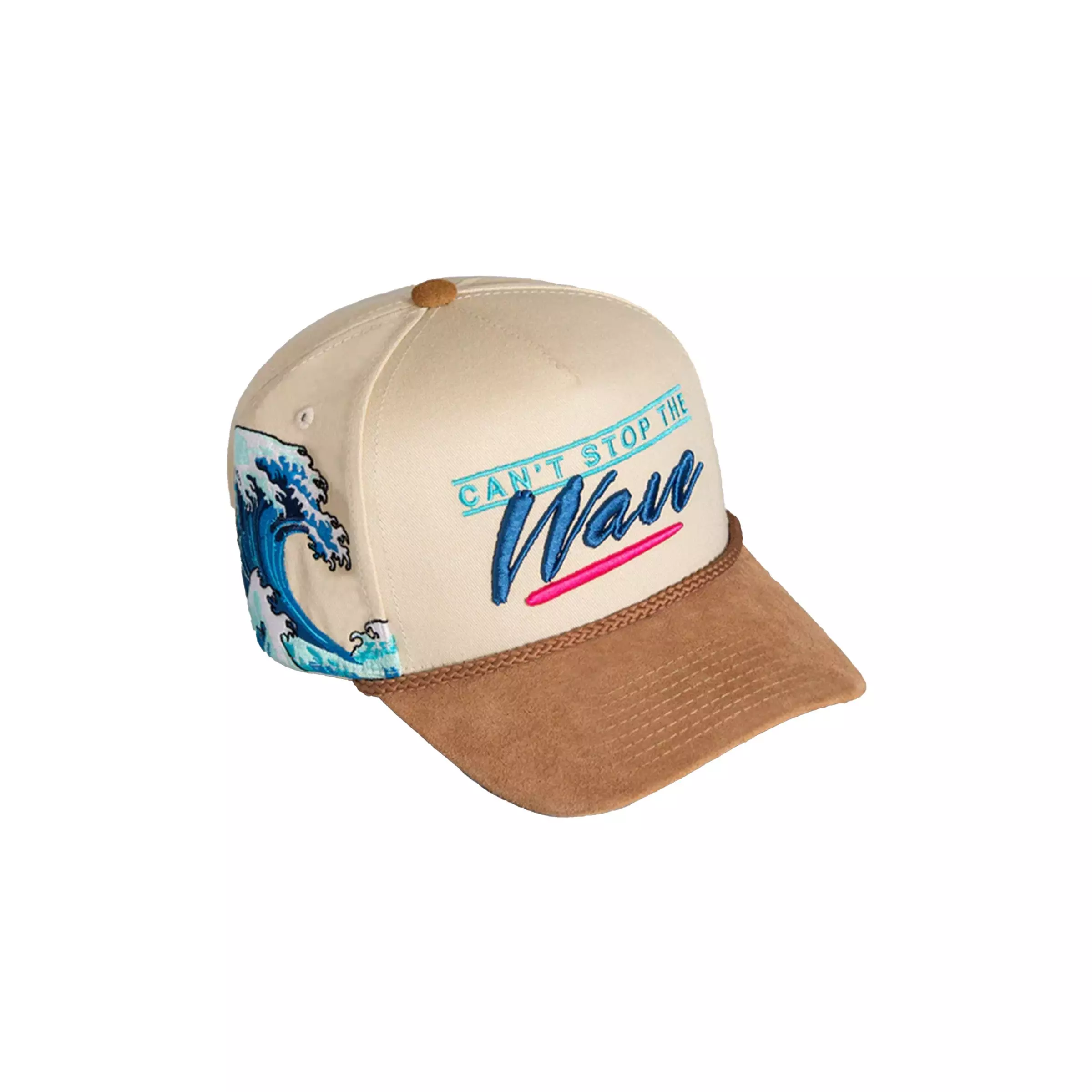 Field Grade Embroidered Wave Snapback Hat-Stone - KHAKI