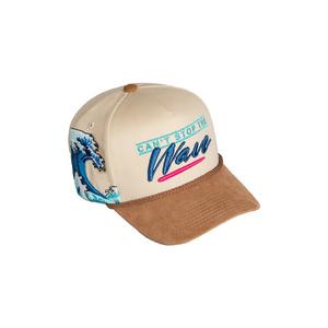 Field Grade Embroidered Wave Snapback Hat-Stone