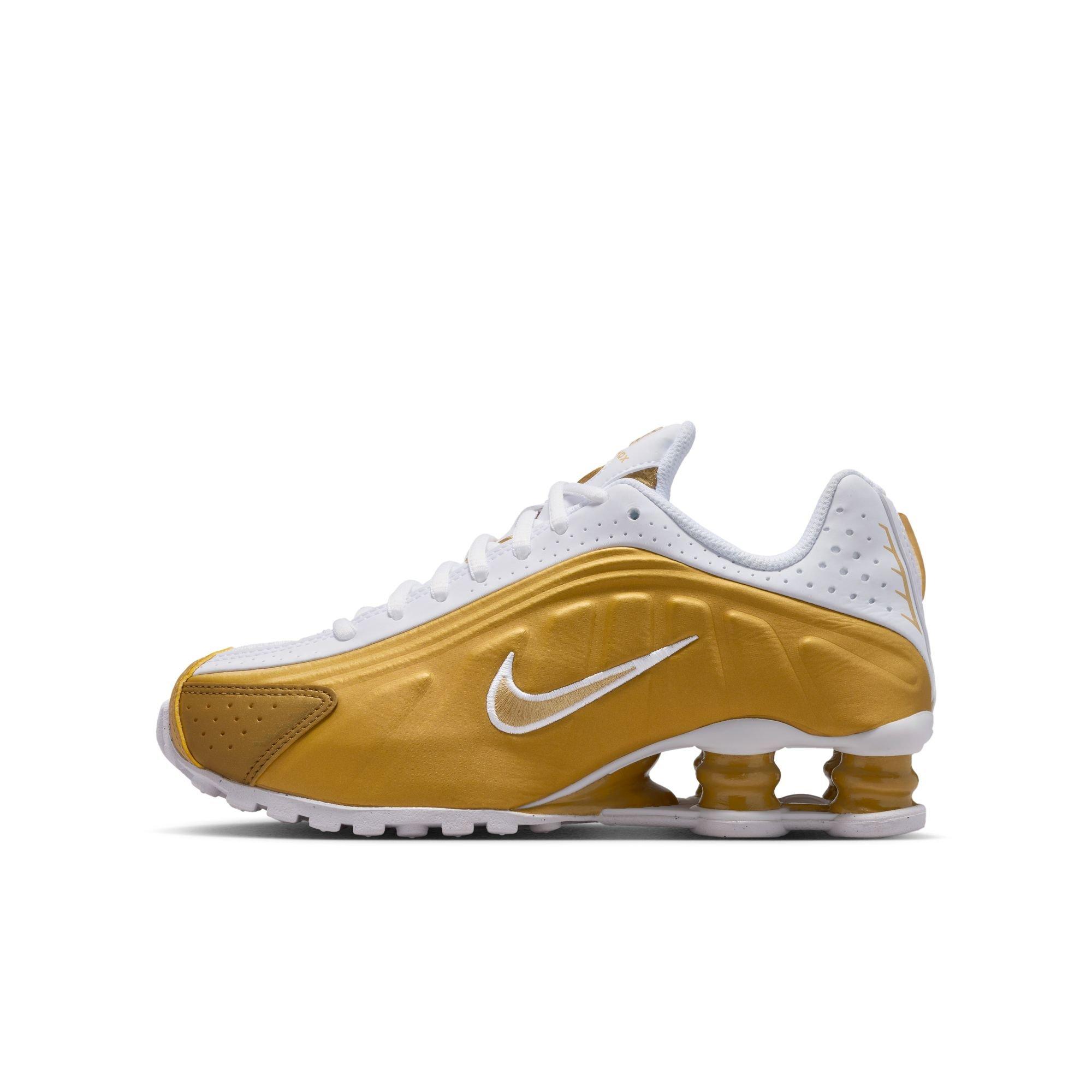 Nike Shox R4 Grade School Girls' "Metallic Gold/White" Shoe