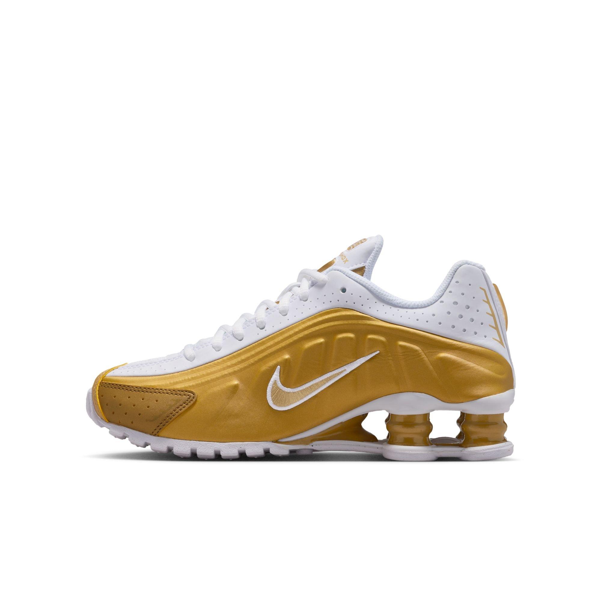 Nike Shox R4 Grade School Girls' "Metallic Gold/White" Shoe