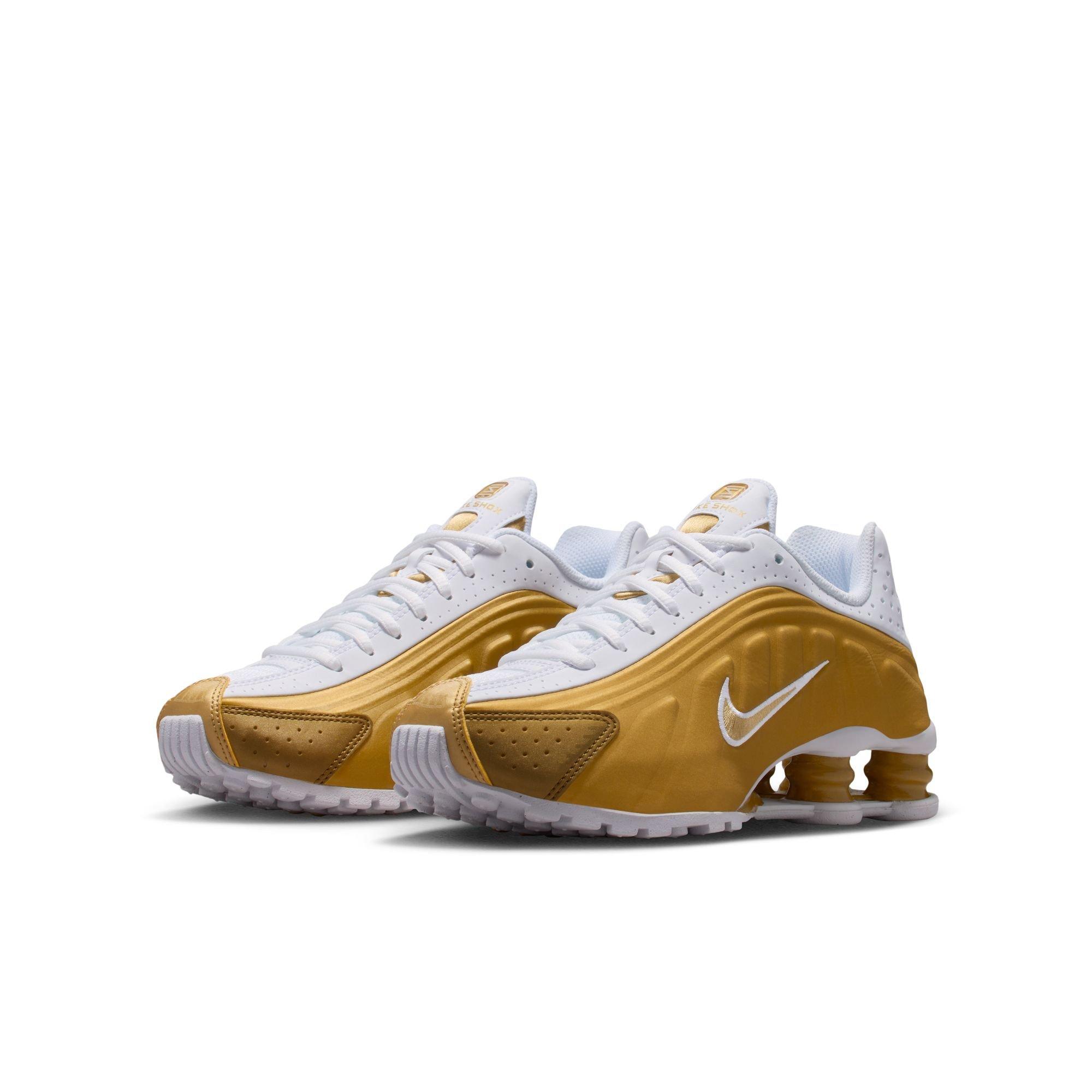 Nike Shox R4 Grade School Girls' "Metallic Gold/White" Shoe