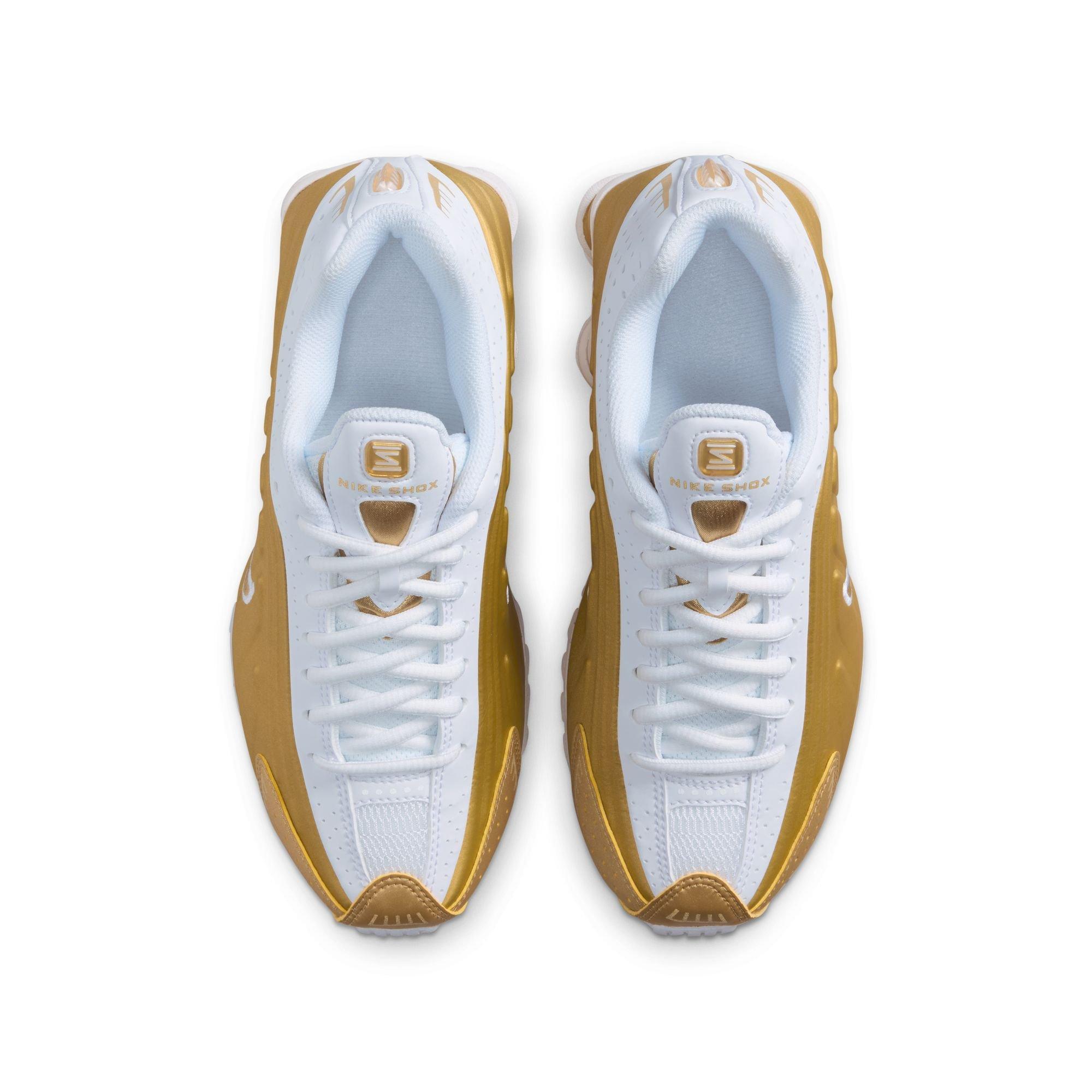 Nike Shox R4 Grade School Girls' "Metallic Gold/White" Shoe