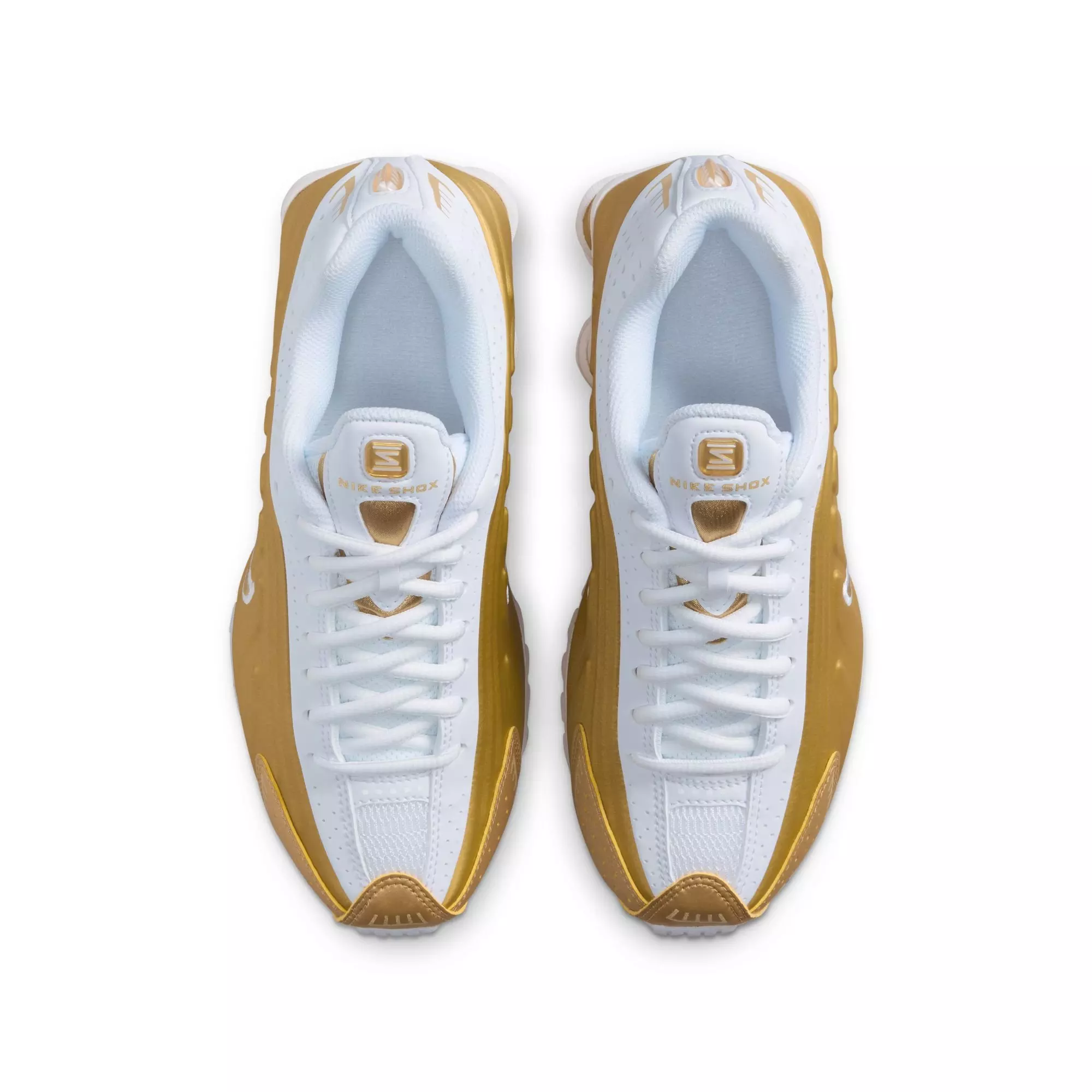 Nike Shox R4 "Metallic Gold/White" Grade School Girls' Shoe - WHITE/GOLD