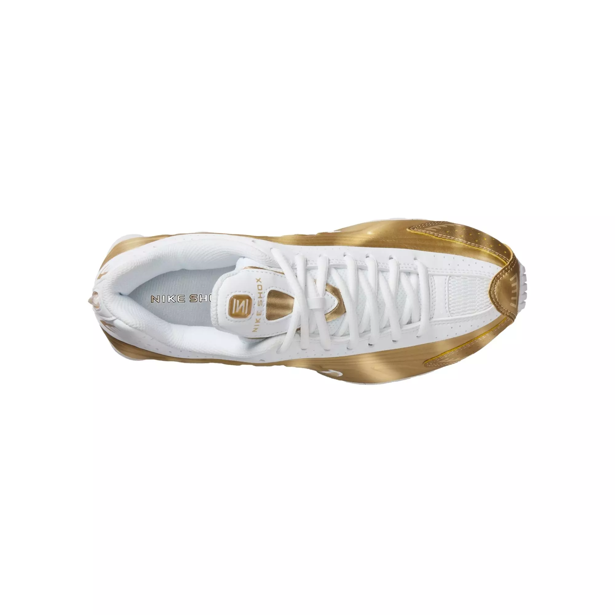 Nike Shox R4 "Metallic Gold/White" Grade School Girls' Shoe - WHITE/GOLD