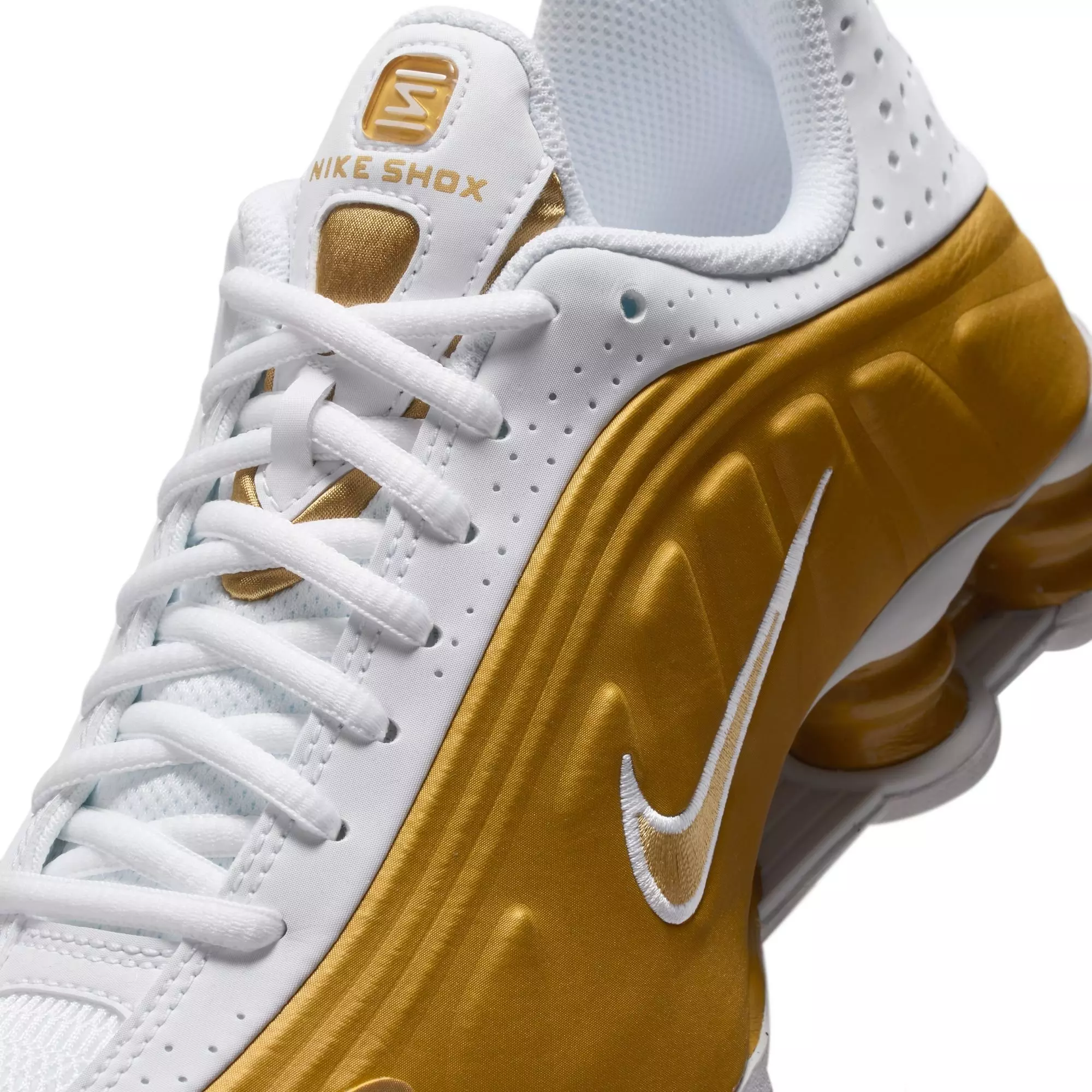 Nike Shox R4 "Metallic Gold/White" Grade School Girls' Shoe - WHITE/GOLD