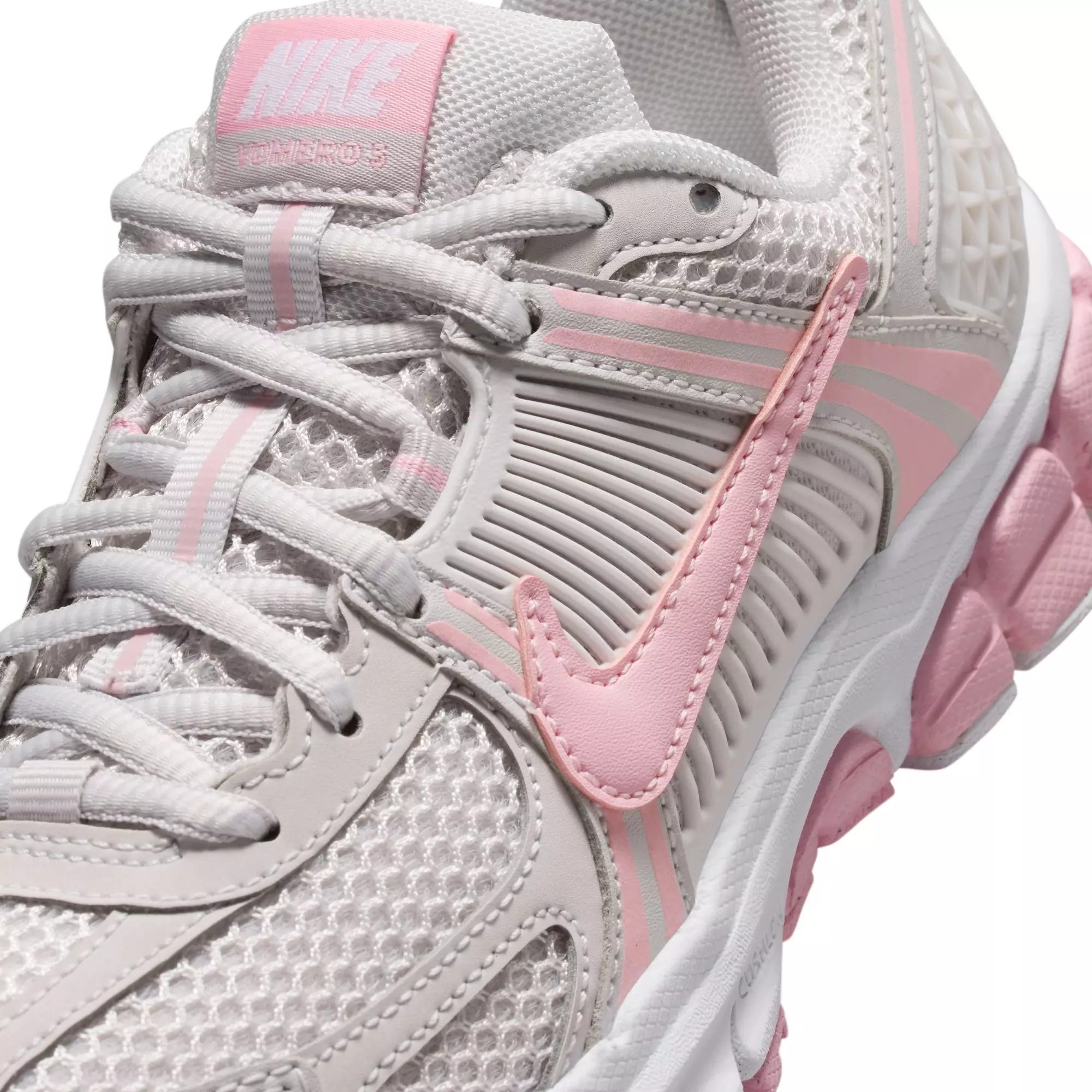 Nike Vomero 5 "Vast Grey/Med Soft Pink/White" Grade School Girls' Shoe - WHITE/PINK