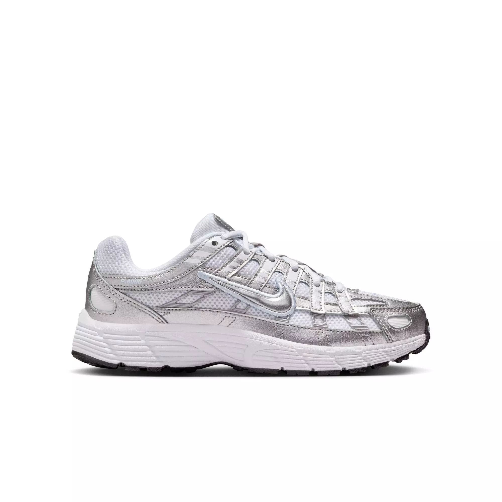 Nike P-6000 "White/Metallic Silver/Blue Tint/Black" Grade School Kids' Shoe - WHITE/SILVER