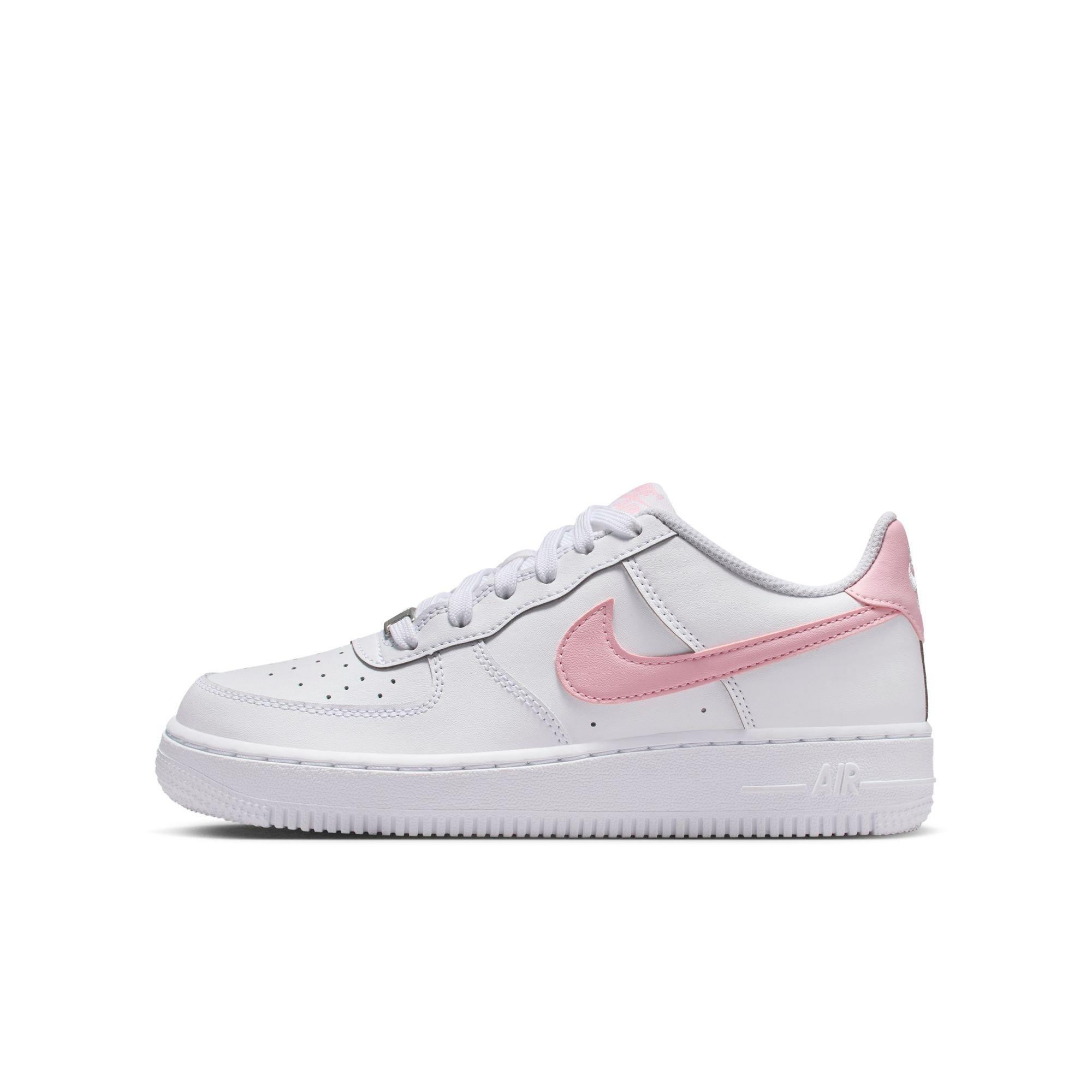 Nike Air Force 1 Grade School Girls' "White/Soft Med Pink" Shoe
