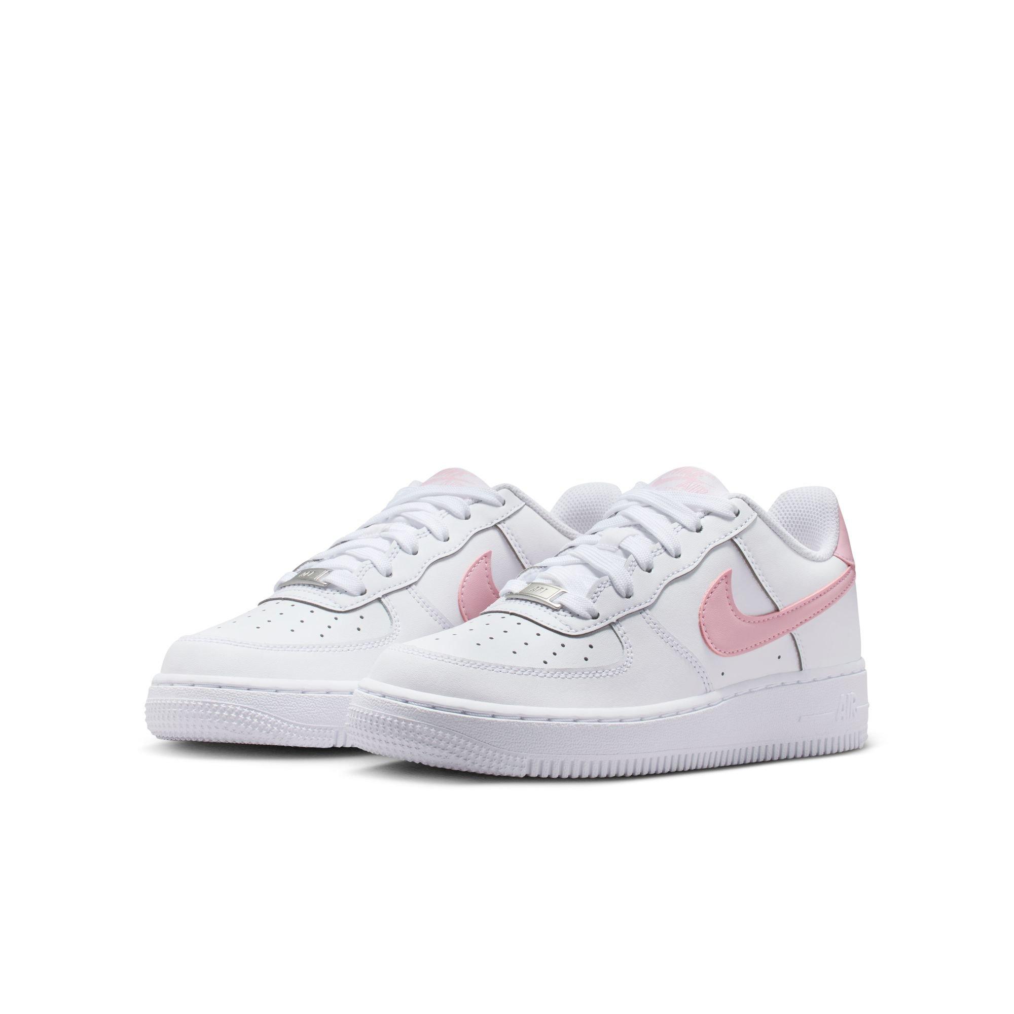 Nike Air Force 1 Grade School Girls' "White/Soft Med Pink" Shoe