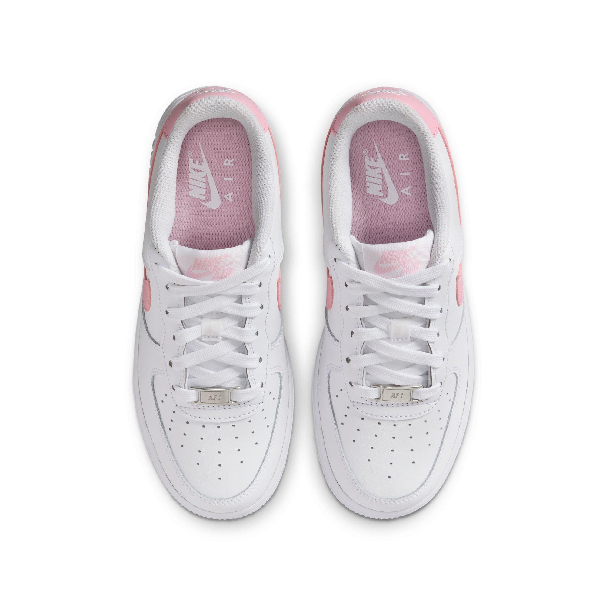 Nike Air Force 1 Grade School Girls' "White/Soft Med Pink" Shoe