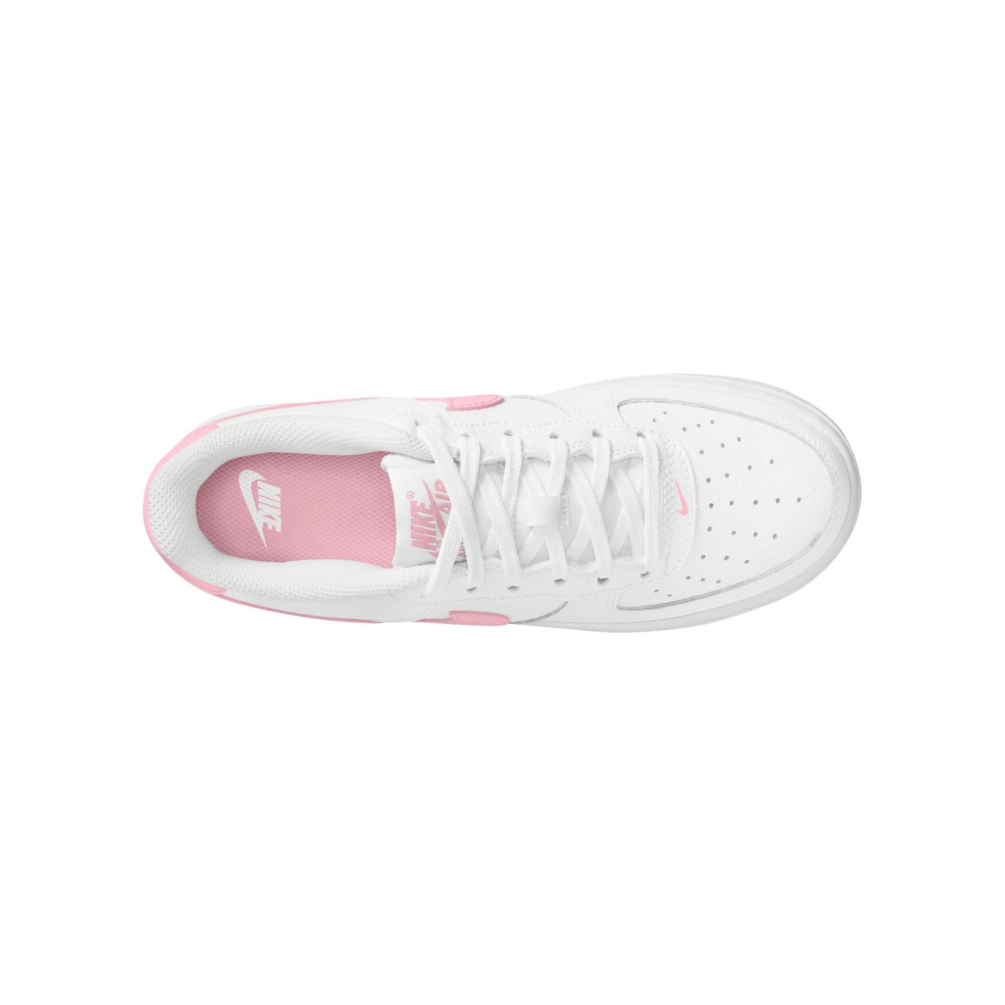 Nike Air Force 1 Grade School Girls' "White/Soft Med Pink" Shoe