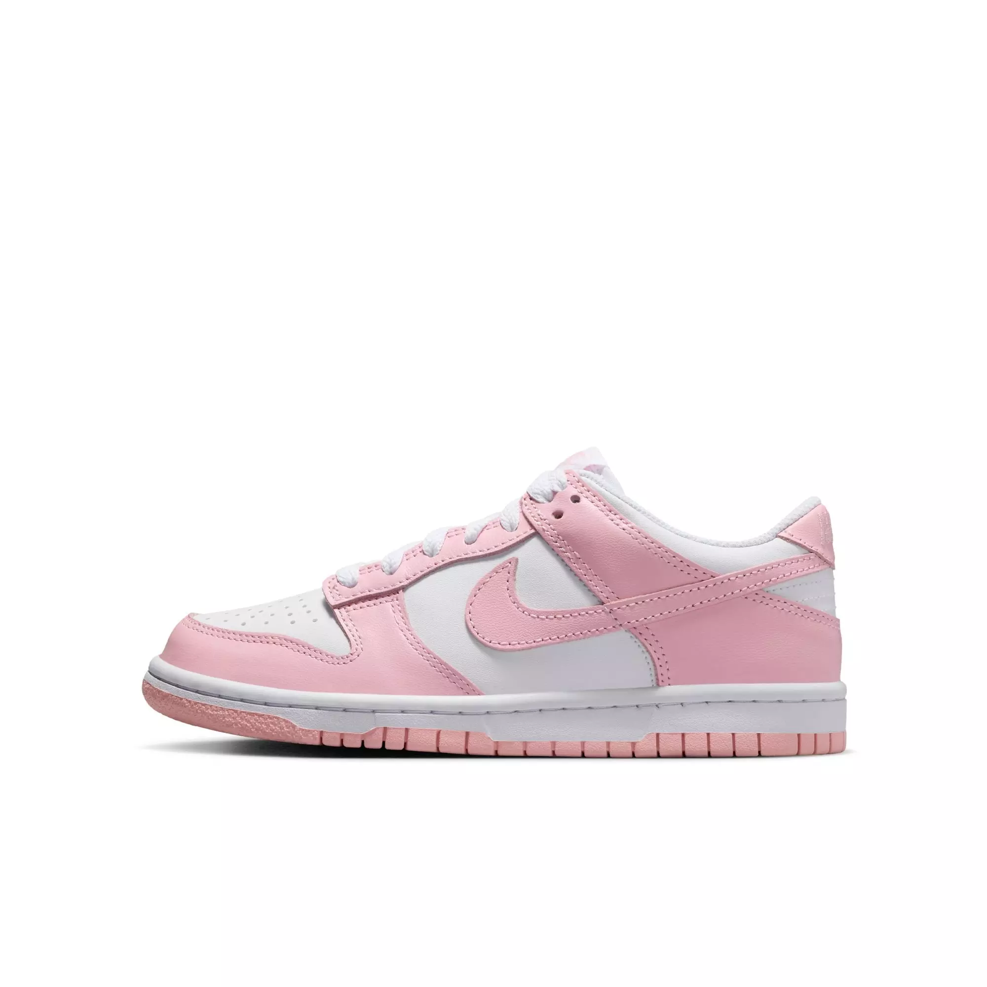 Nike Dunk Low "White/Med Soft Pink" Grade School Girls' Shoe - WHITE/PINK