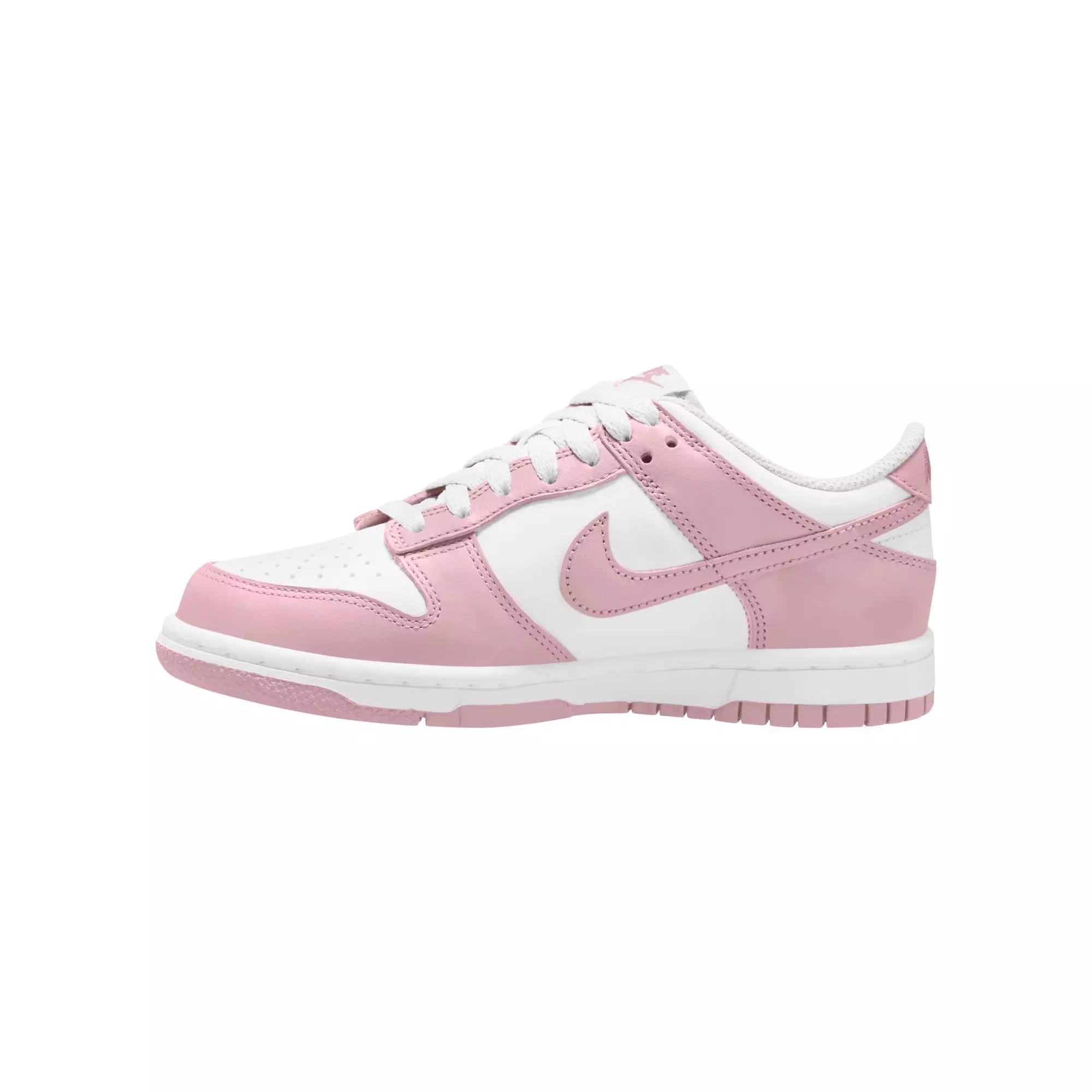 Nike Dunk Low "White/Med Soft Pink" Grade School Girls' Shoe - WHITE/PINK