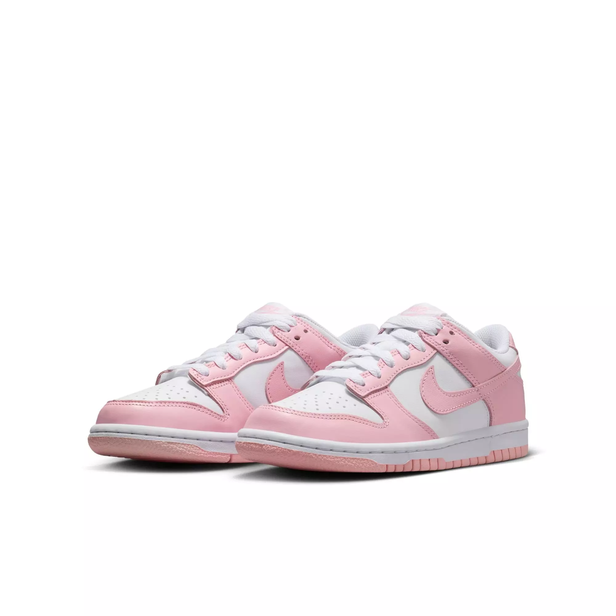 Nike Dunk Low "White/Med Soft Pink" Grade School Girls' Shoe - WHITE/PINK