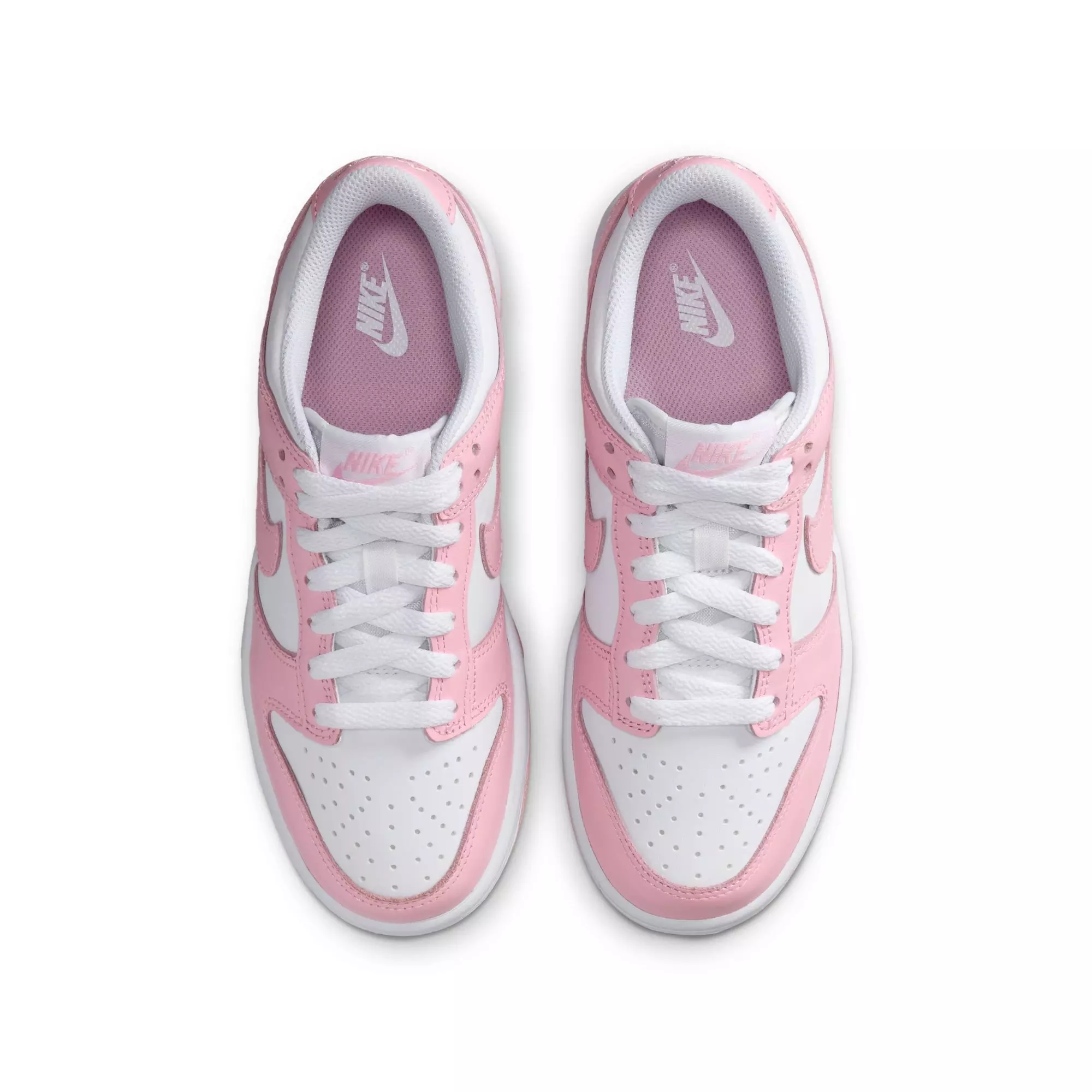 Nike Dunk Low "White/Med Soft Pink" Grade School Girls' Shoe - WHITE/PINK