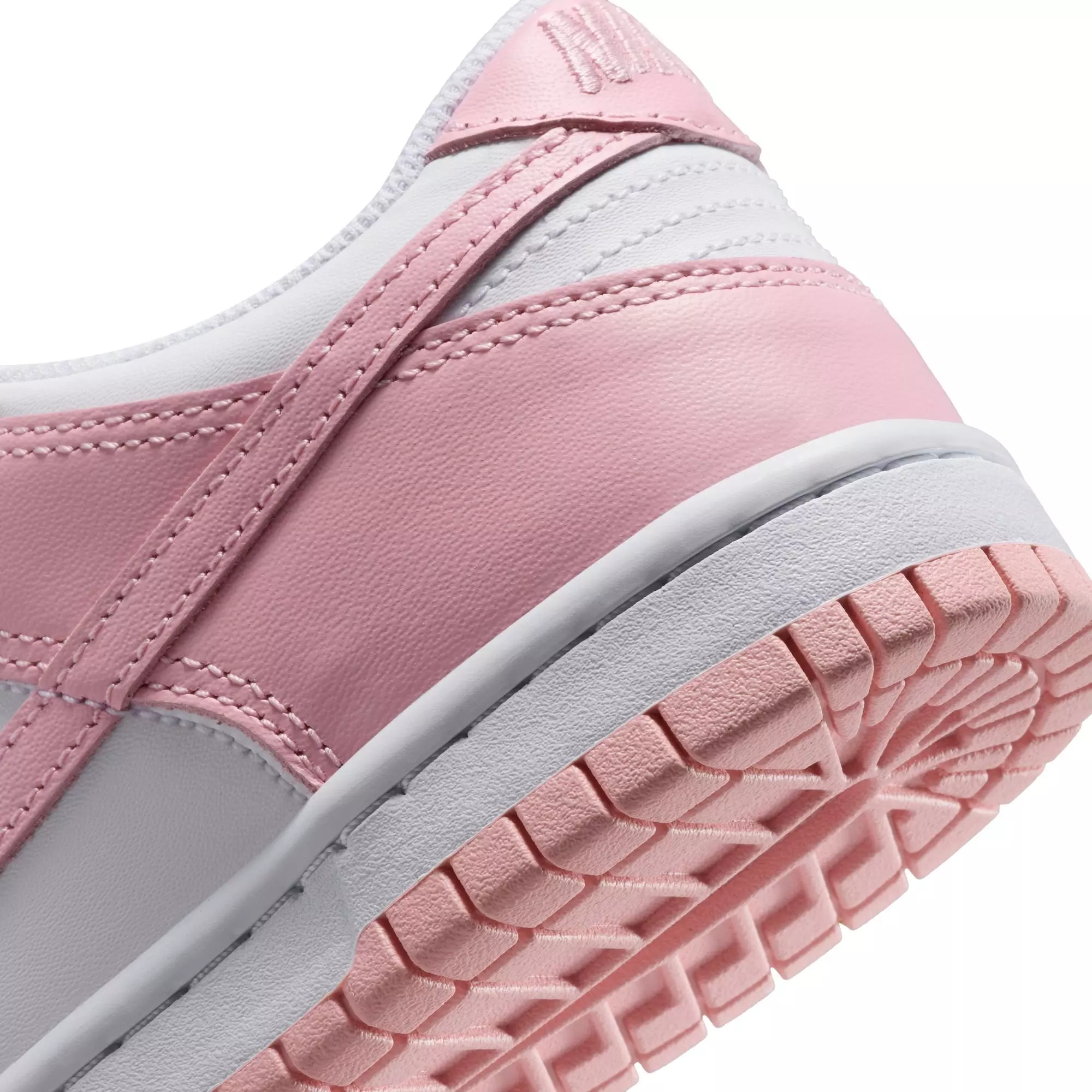 Nike Dunk Low "White/Med Soft Pink" Grade School Girls' Shoe - WHITE/PINK