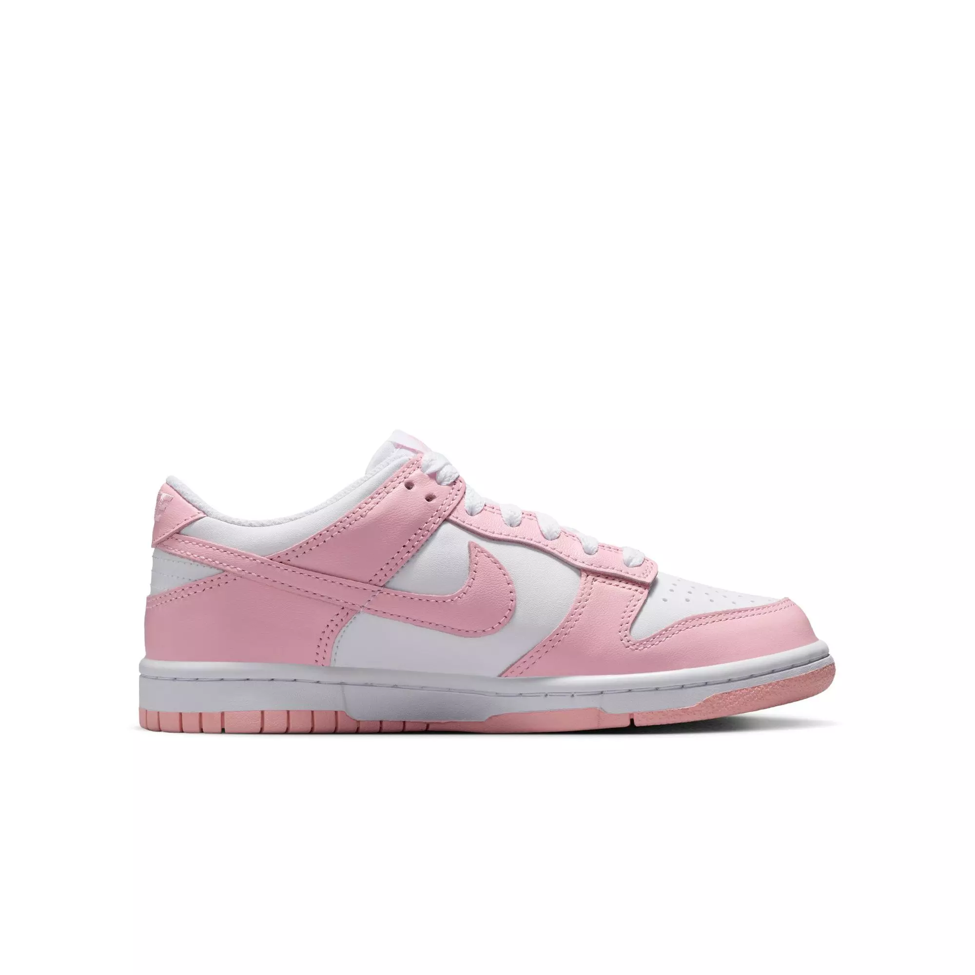 Nike Dunk Low "White/Med Soft Pink" Grade School Girls' Shoe - WHITE/PINK