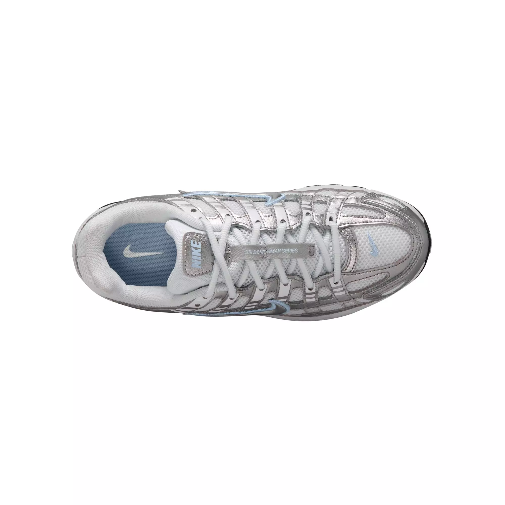 Nike P-6000 "White/Metallic Silver/Blue Tint/Black" Preschool Kids' Shoe - WHITE/SILVER
