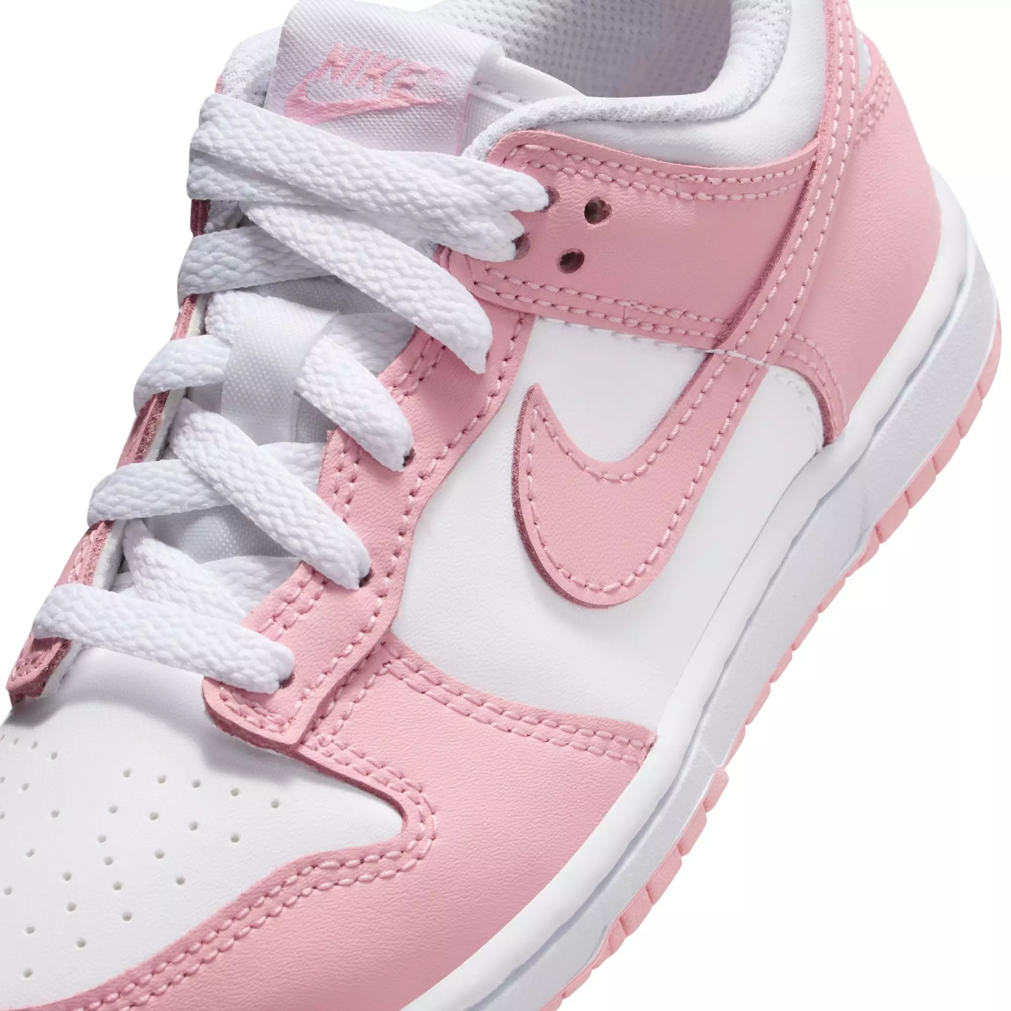 Nike Dunk Low "White/Med Soft Pink" Preschool Girls' Shoe - WHITE/PINK
