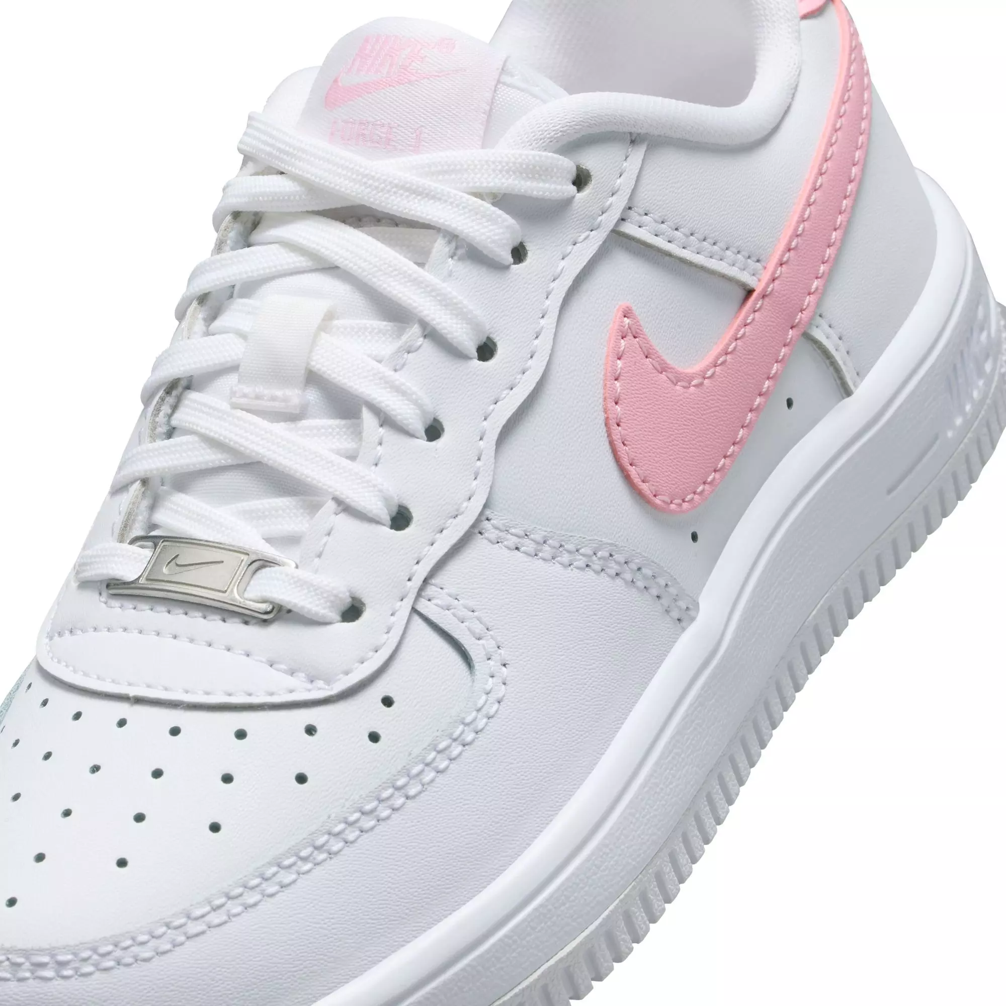 Nike Air Force 1 Low "White/Med Soft Pink" Preschool Girls' Shoe - WHITE/PINK