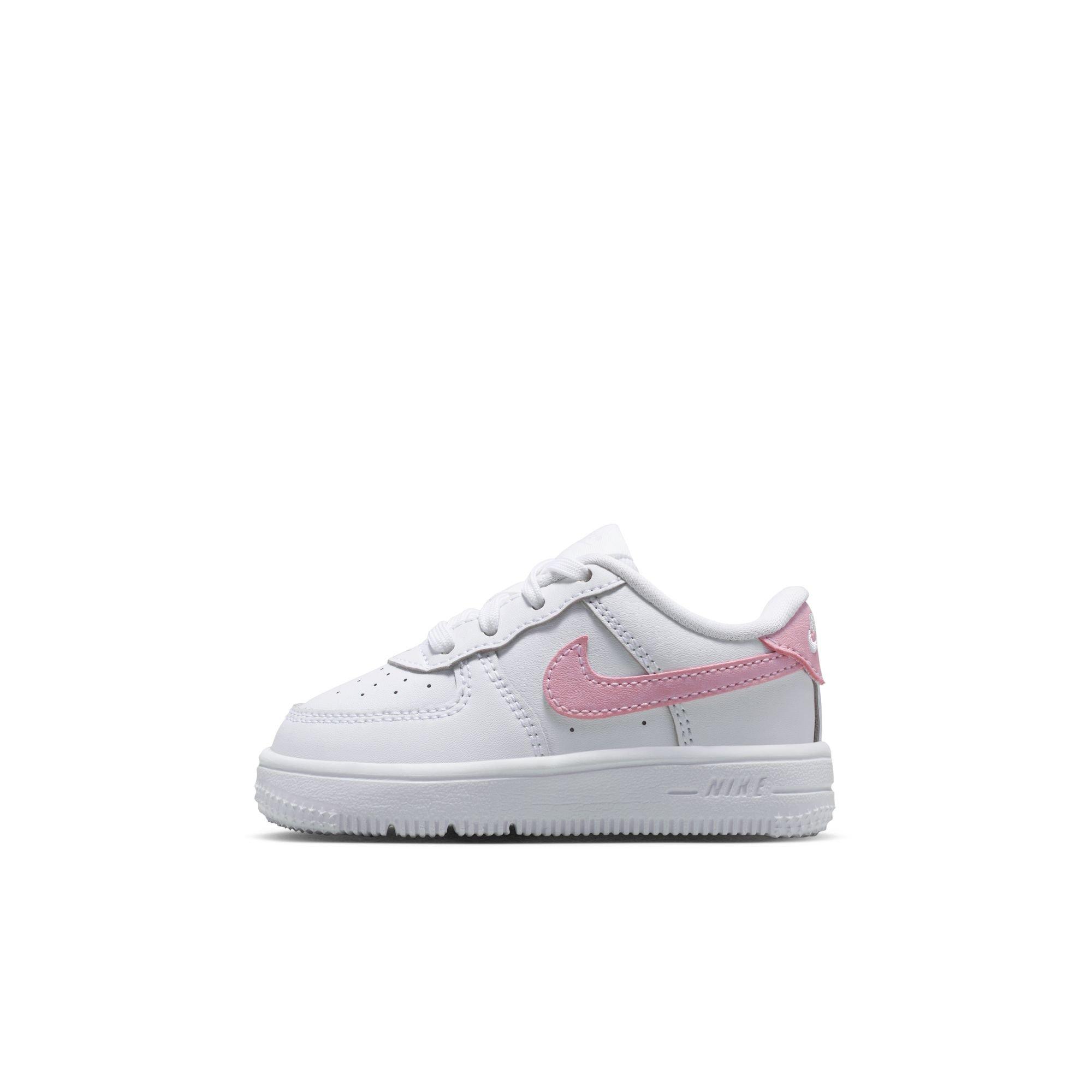 Nike Air Force 1 Toddler Girls' "White/Med Soft Pink" Shoe