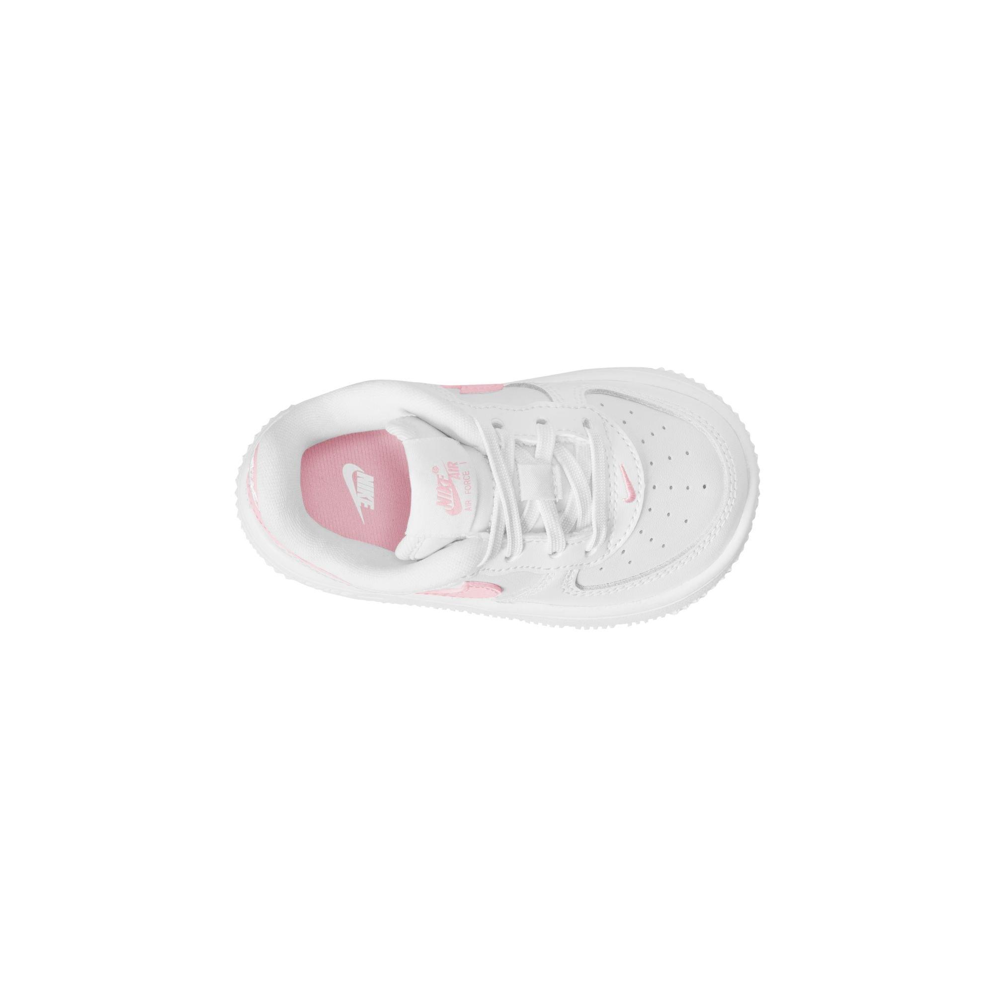 Nike Air Force 1 Toddler Girls' "White/Med Soft Pink" Shoe