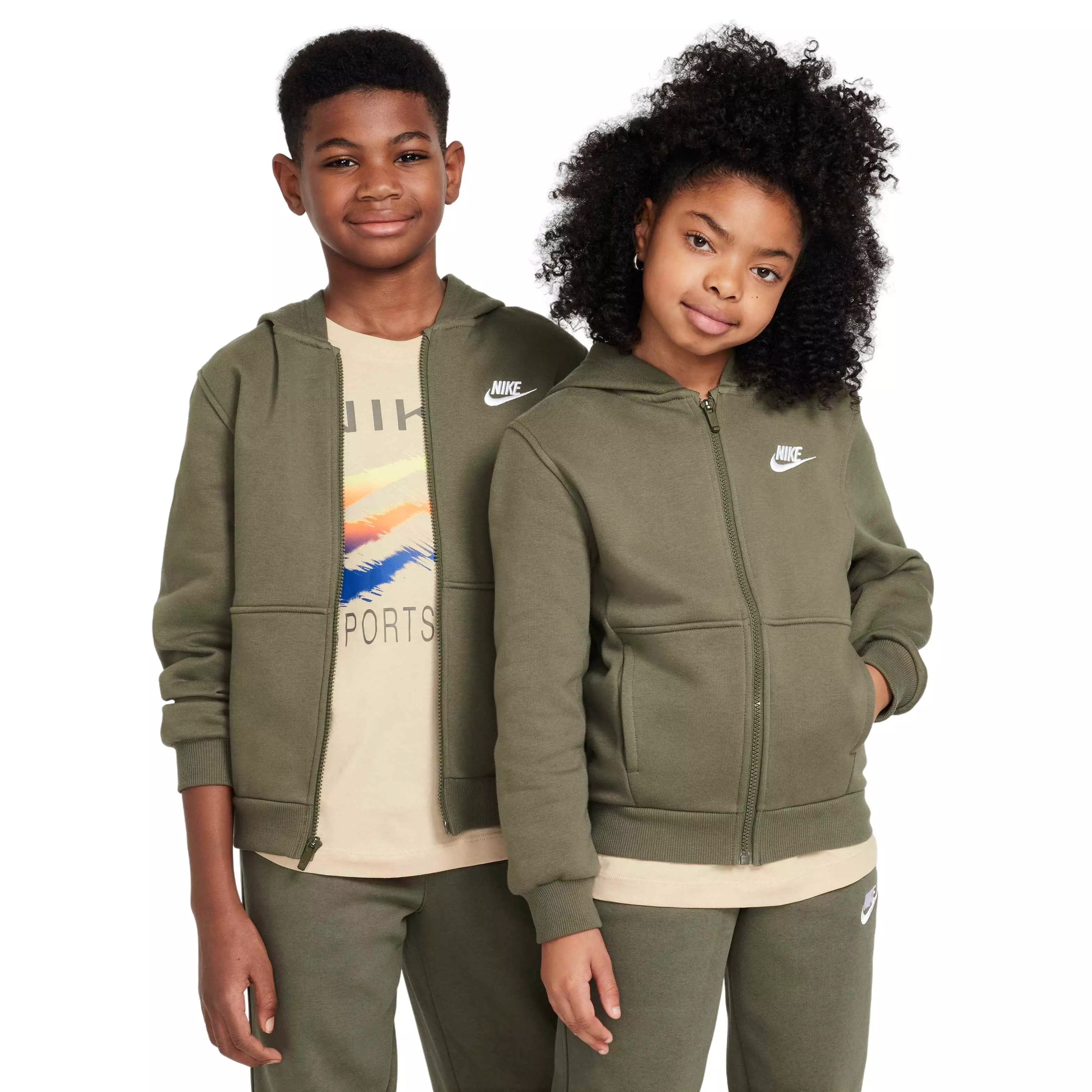 Nike Big Kids' Sportswear Club Fleece Full-Zip LBR Jacket - OLIVE