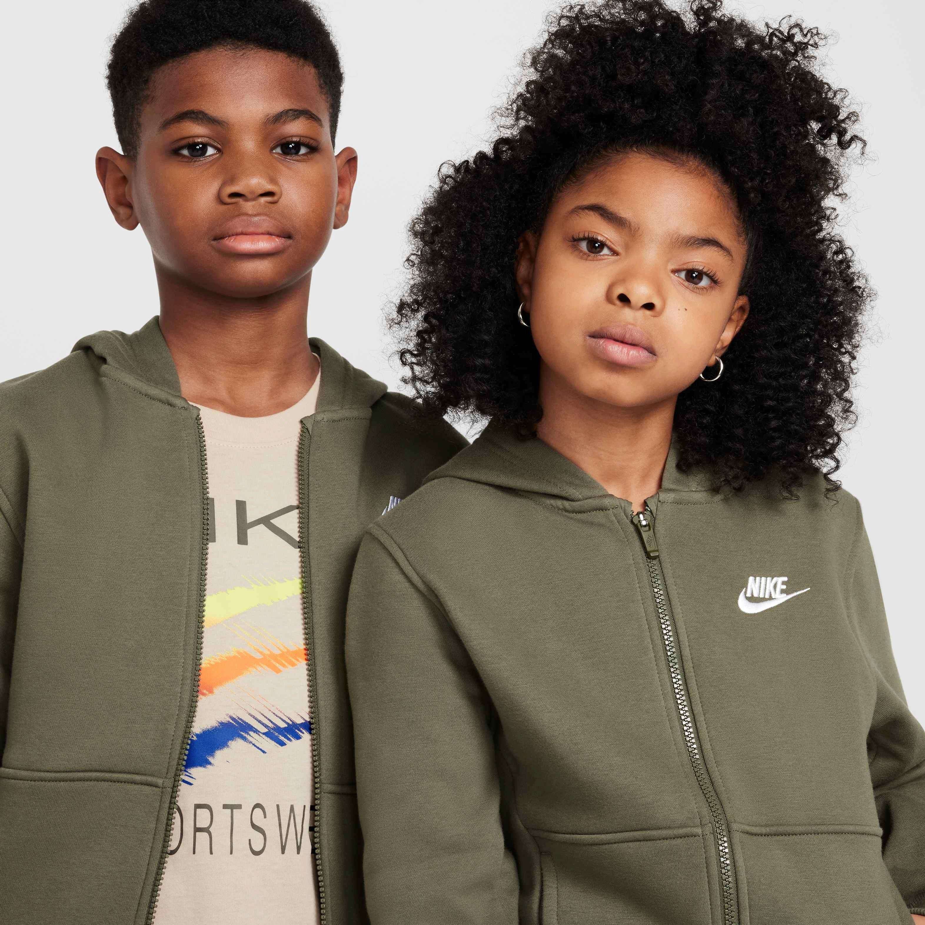 Nike Big Kids' Sportswear Club Fleece Full-Zip LBR Jacket - OLIVE Thumbnail View 3