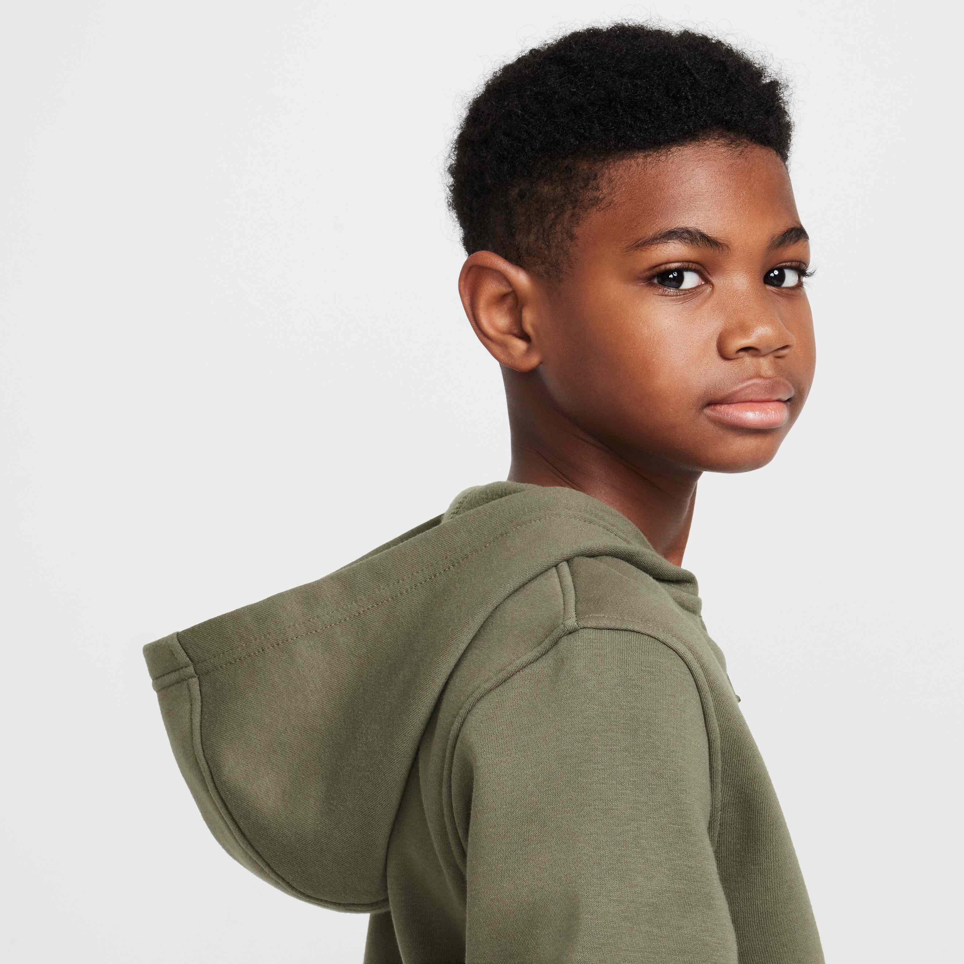 Nike Big Kids' Sportswear Club Fleece Full-Zip LBR Jacket - OLIVE Thumbnail View 6