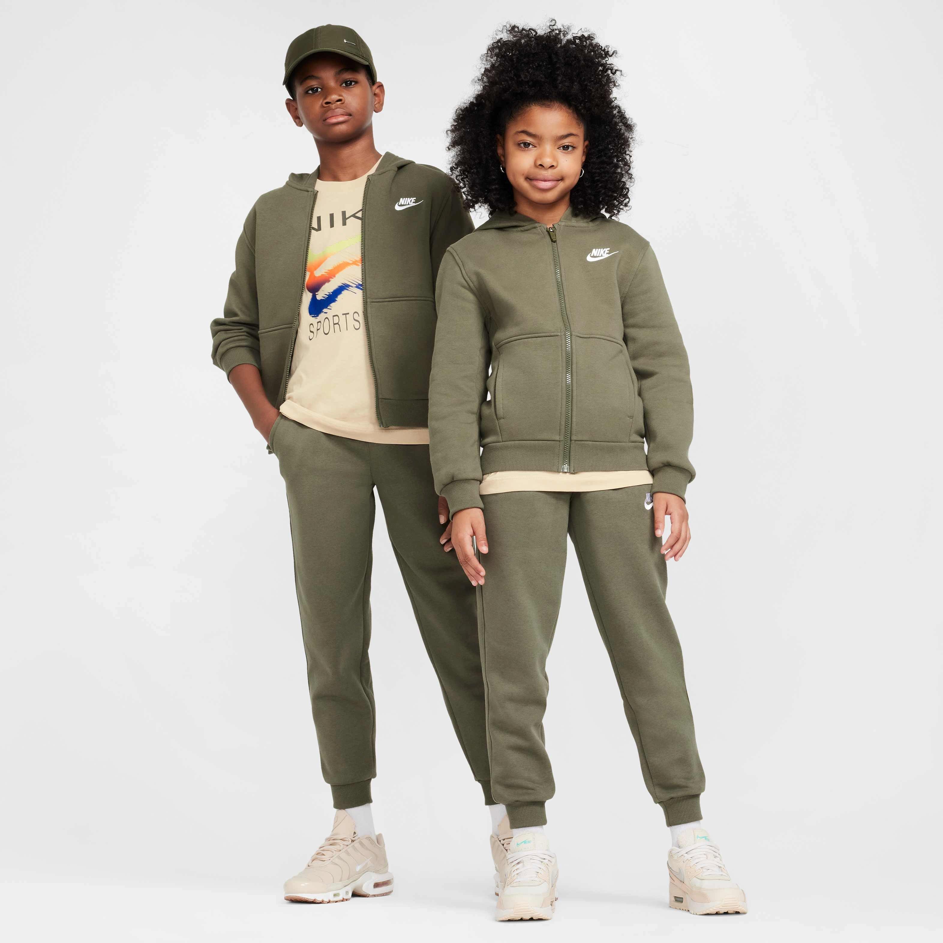 Nike Big Kids' Sportswear Club Fleece Full-Zip LBR Jacket - OLIVE Thumbnail View 7