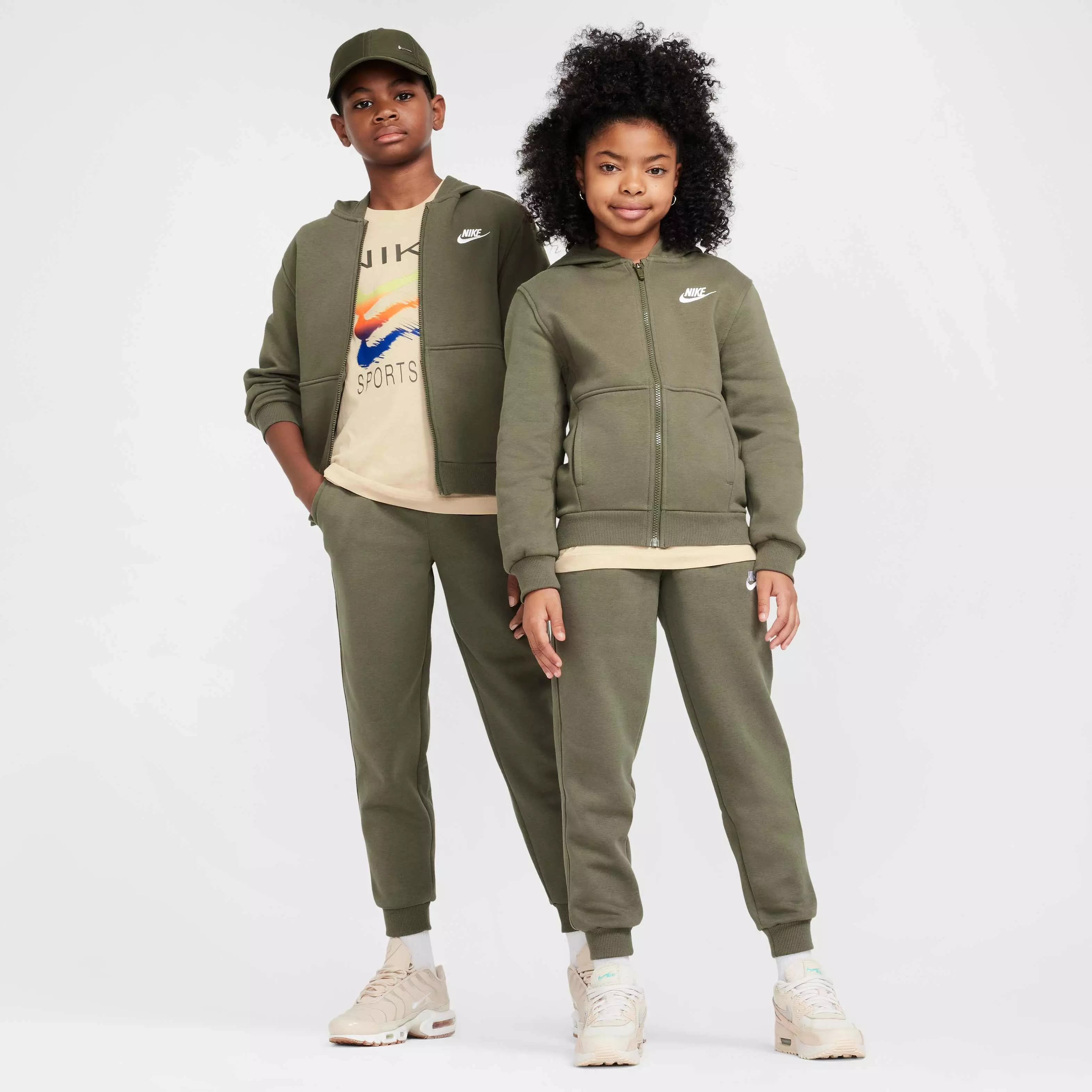 Nike Big Kids' Sportswear Club Fleece Full-Zip LBR Jacket - OLIVE