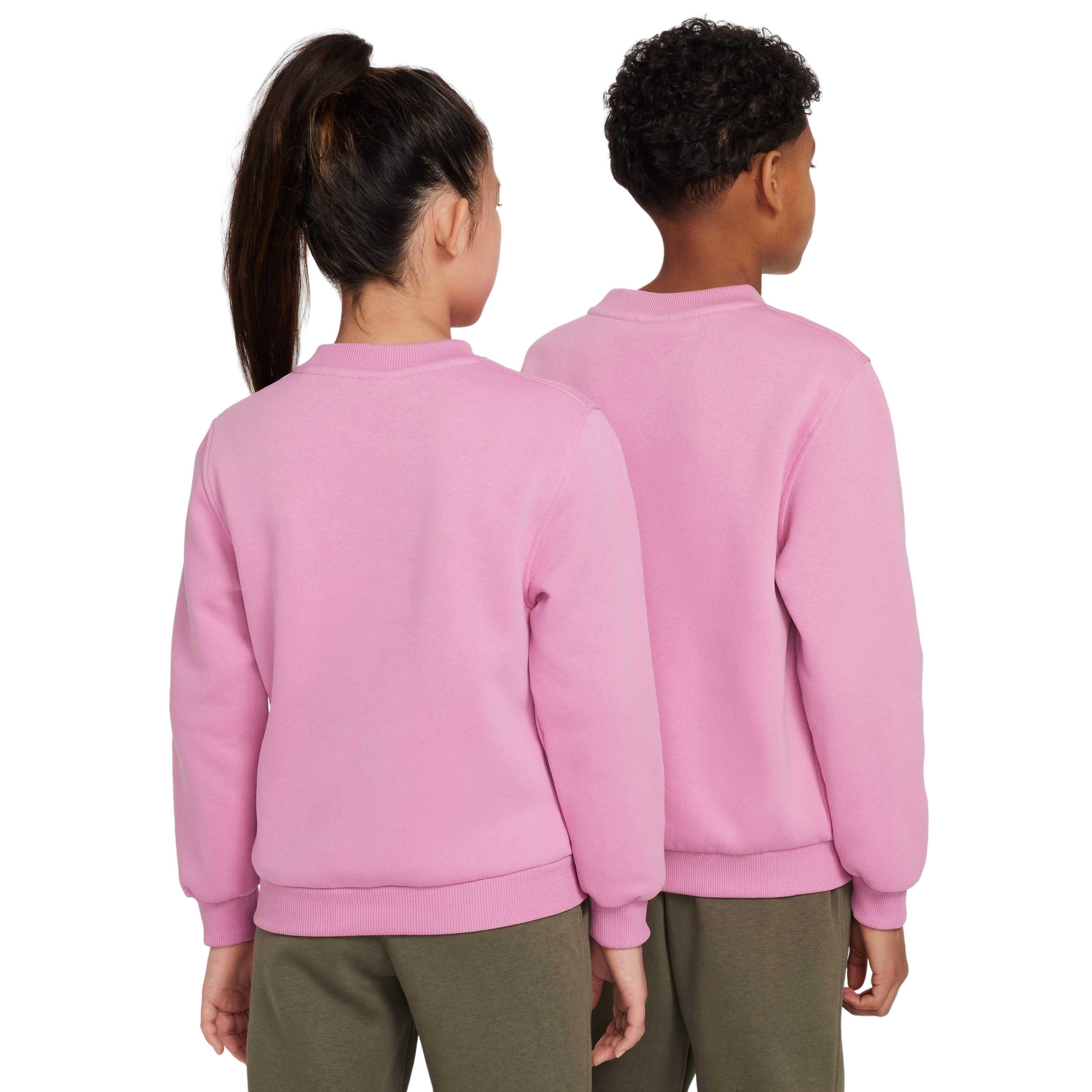 Nike Big Kids' Sportswear Club Fleece Crew LS LBR Sweatshirt - PINK Thumbnail View 2