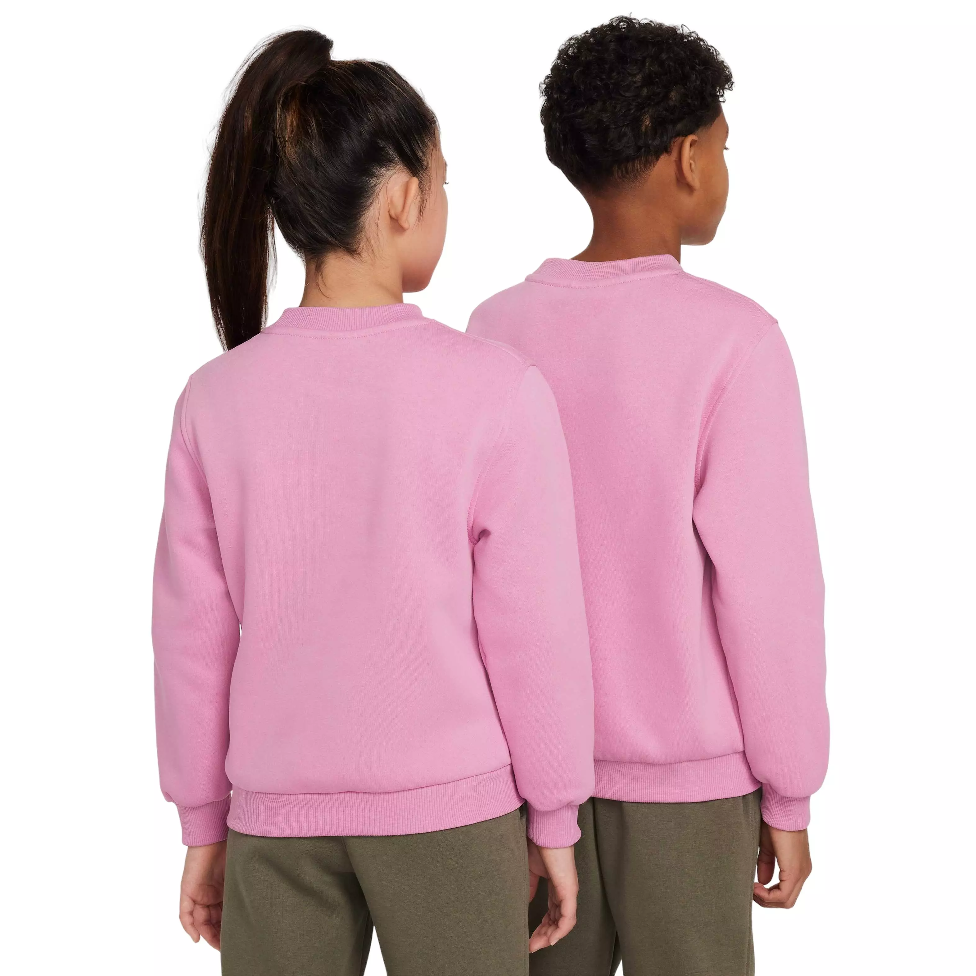 Nike Big Kids' Sportswear Club Fleece Crew LS LBR Sweatshirt - PINK
