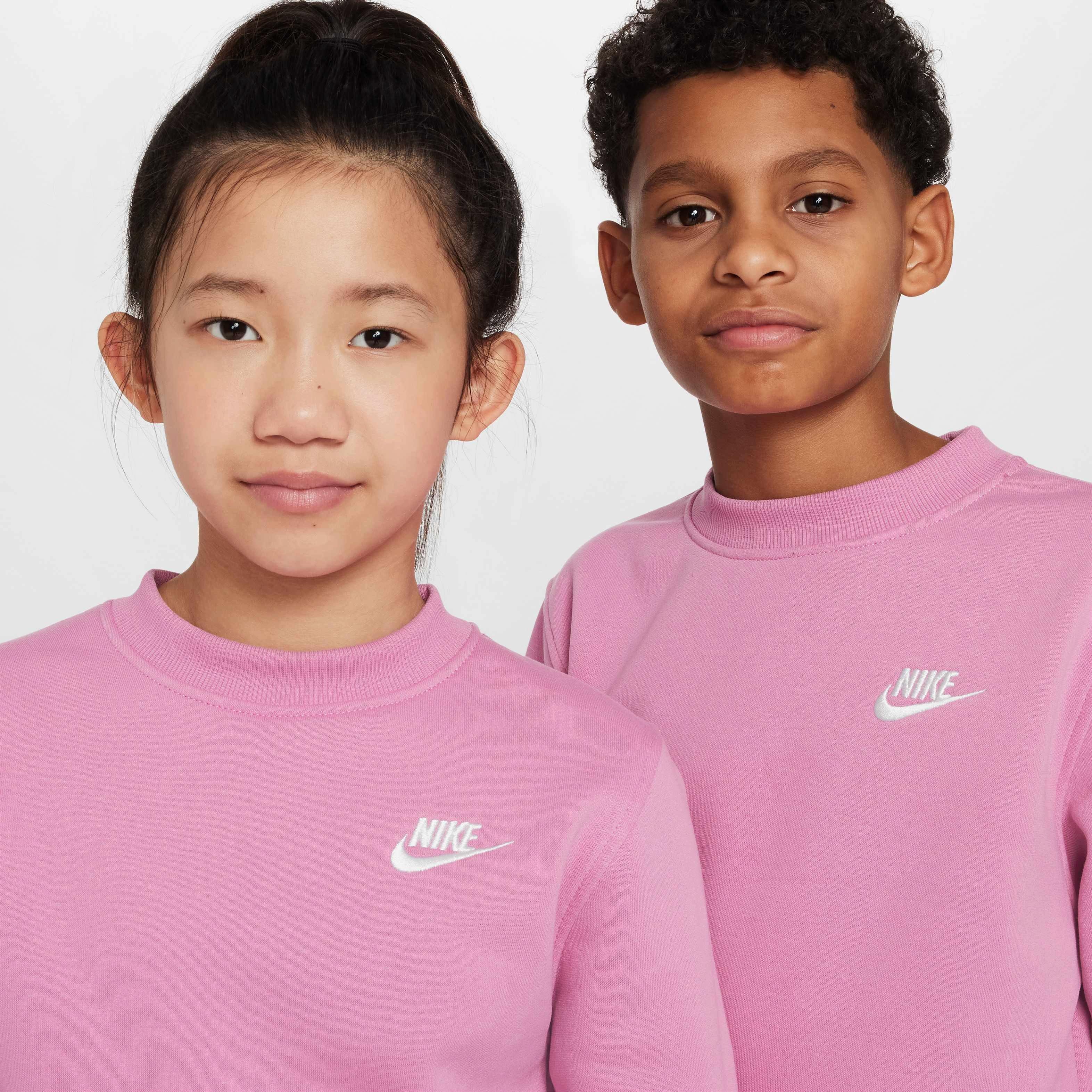 Nike Big Kids' Sportswear Club Fleece Crew LS LBR Sweatshirt - PINK Thumbnail View 3
