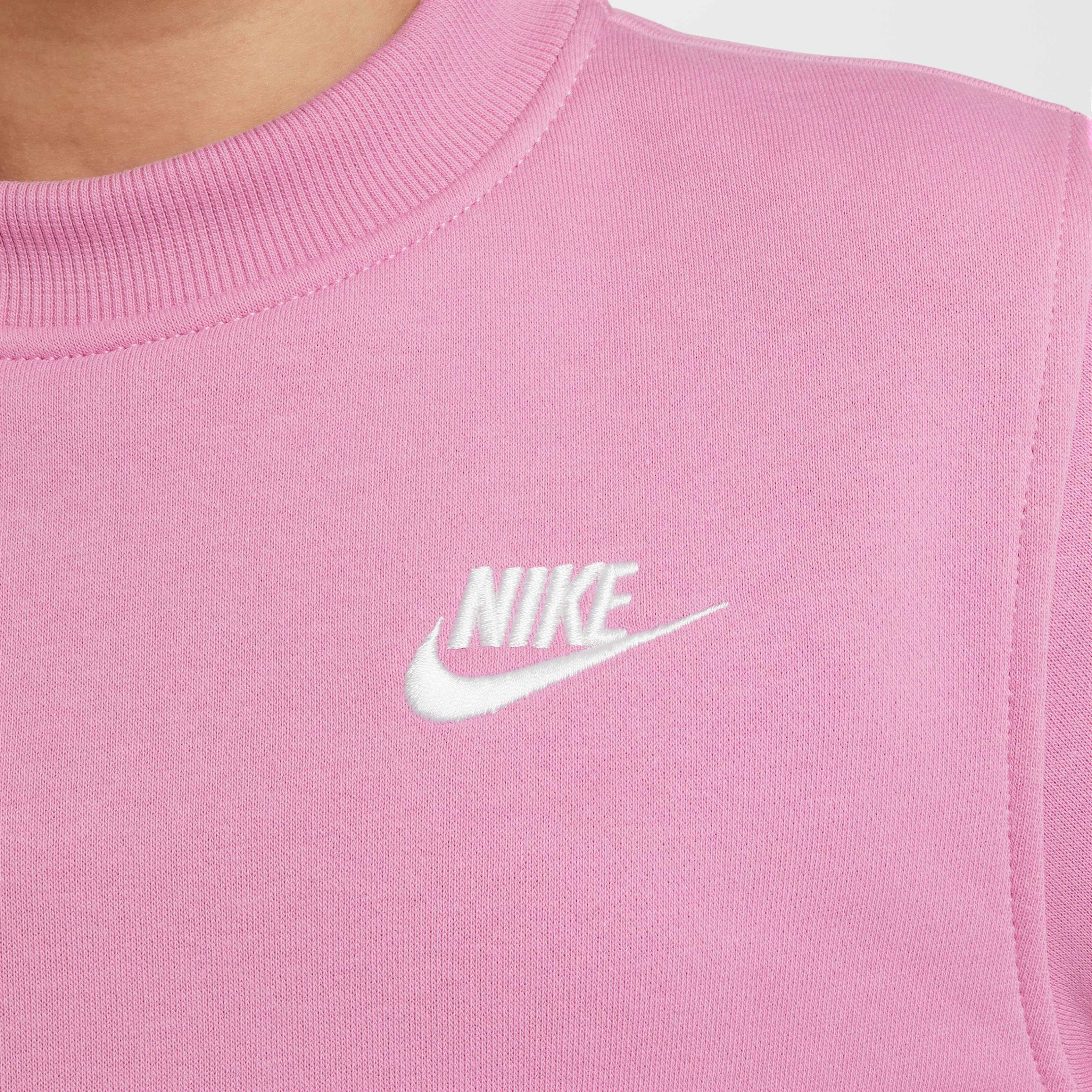 Nike Big Kids' Sportswear Club Fleece Crew LS LBR Sweatshirt - PINK Thumbnail View 4