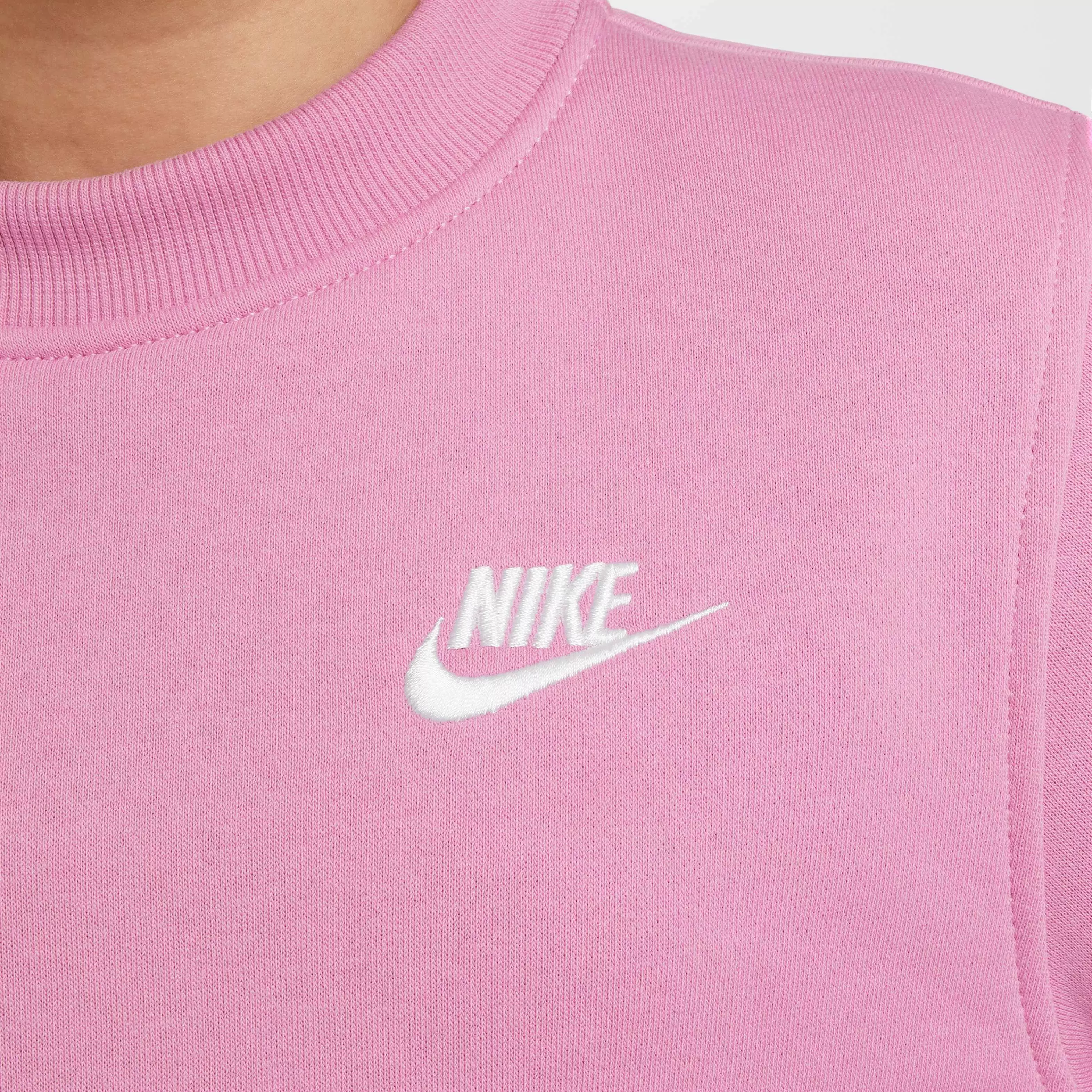 Nike Big Kids' Sportswear Club Fleece Crew LS LBR Sweatshirt - PINK