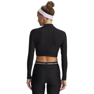Under Arour Women's HeatGear Crop Mock Long Sleeve Top - Black/White