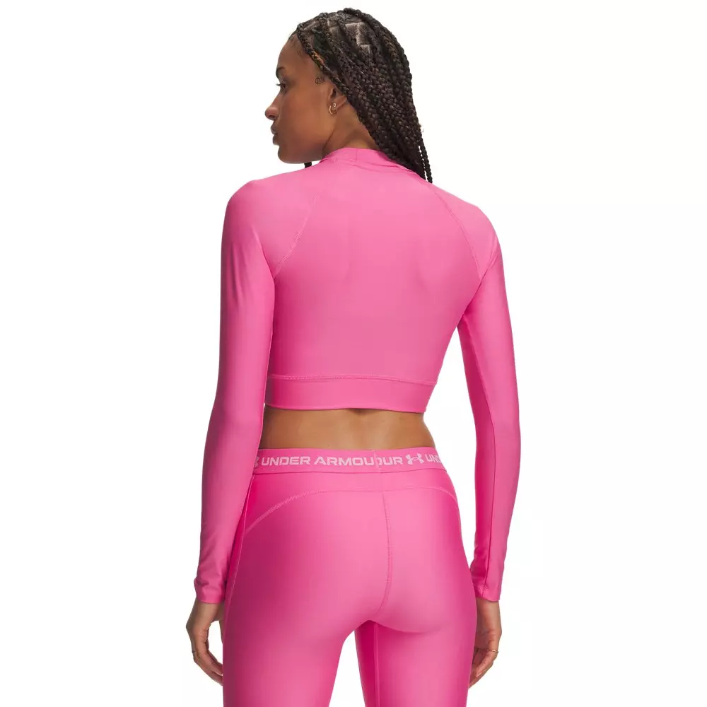 Under Arour Women's HeatGear Crop Mock Long Sleeve Top - Pink - PINK