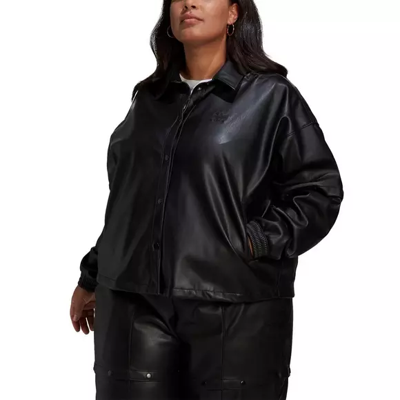 synthetic leather track jacket-