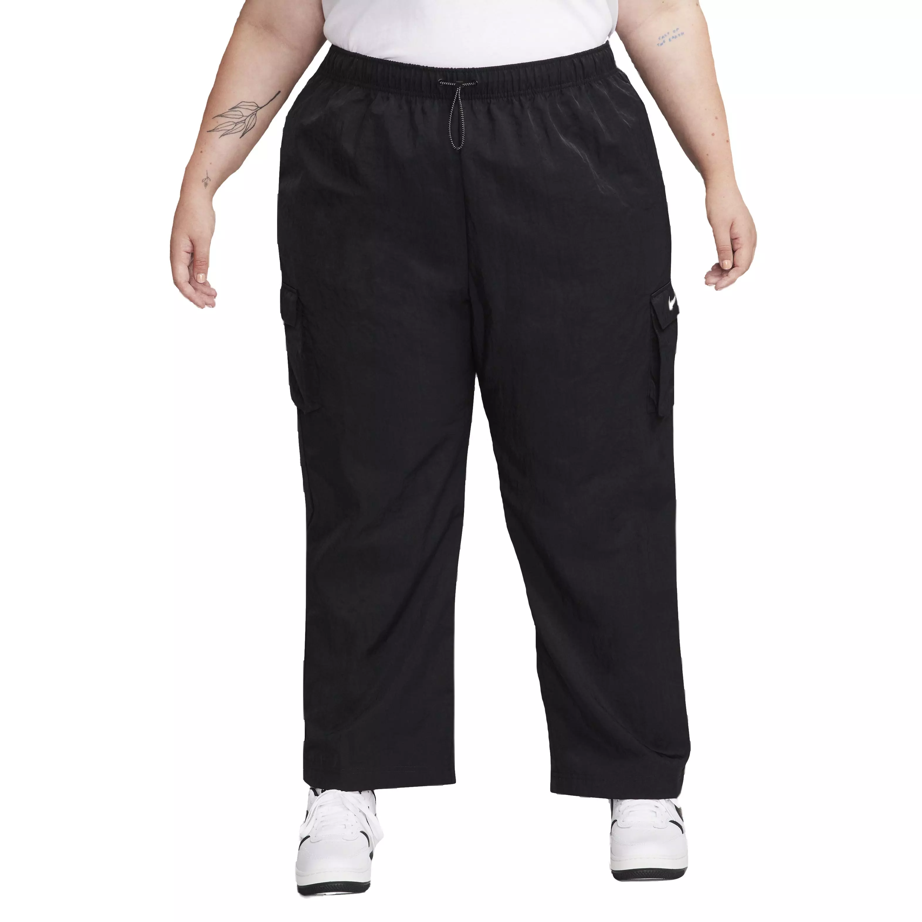 Nike Women's Sportswear Essential High-Rise Woven Cargo Pants - Black - BLACK