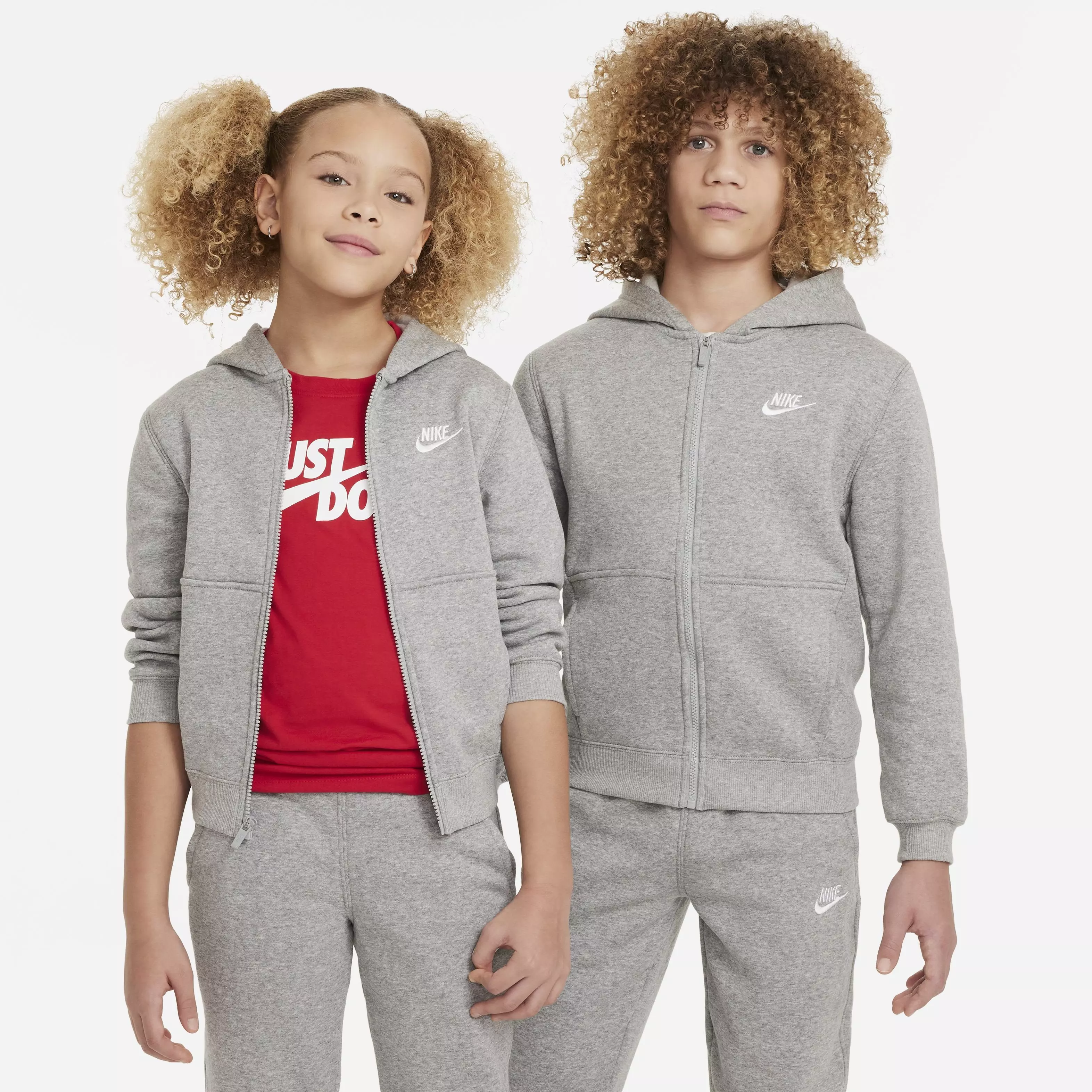 Nike Big Kids' Sportswear Club Fleece FZ Tracksuit -Grey - GREY
