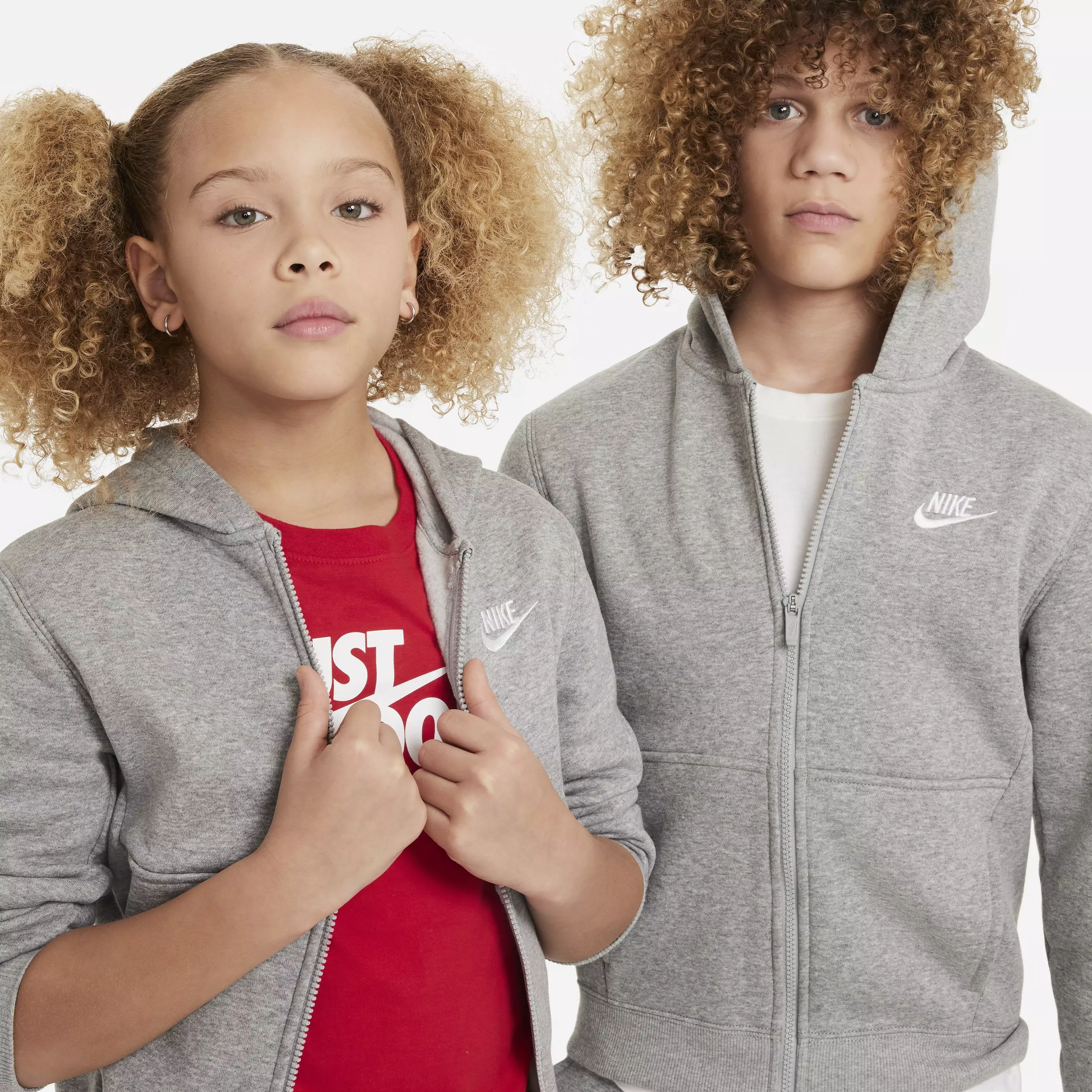Nike Big Kids' Sportswear Club Fleece FZ Tracksuit -Grey - GREY