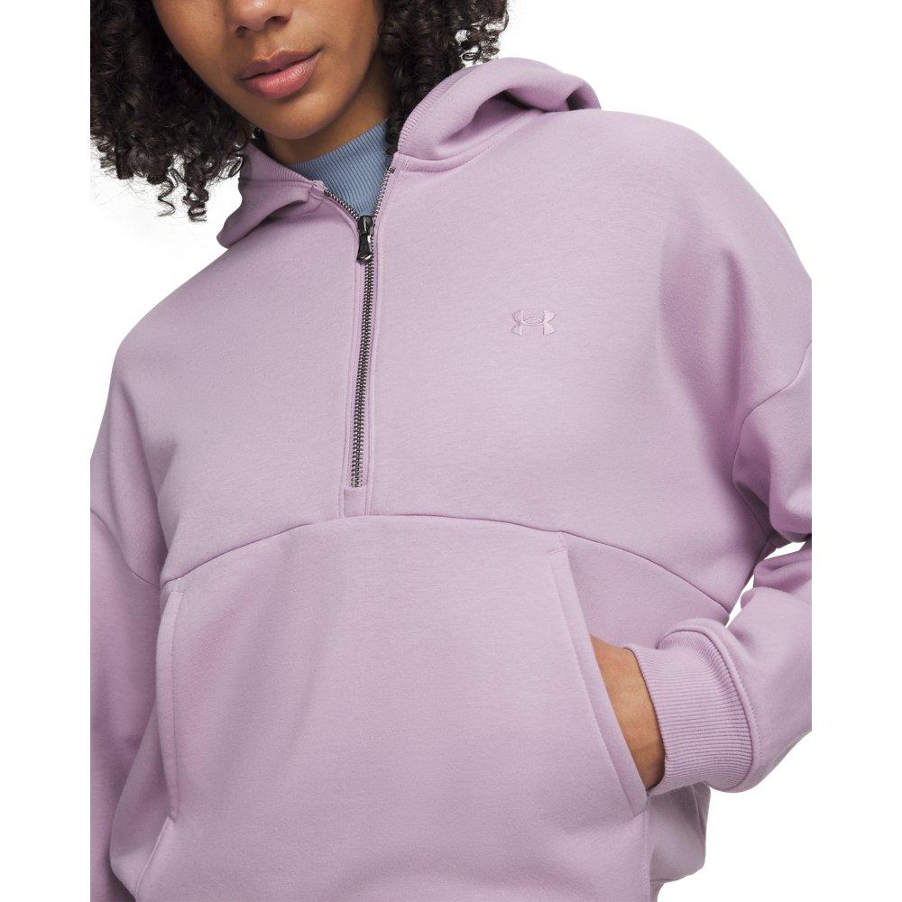Under Armour Women's Icon Fleece 1/2 Zip Hoodie - Pink/White - PINK/WHITE