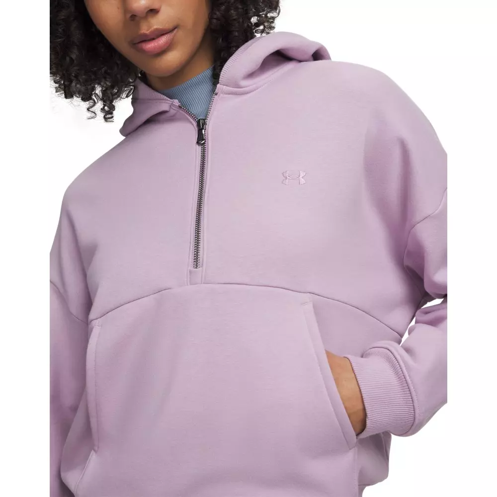 Under Armour Women's Icon Fleece 1/2 Zip Hoodie - Pink/White - PINK/WHITE