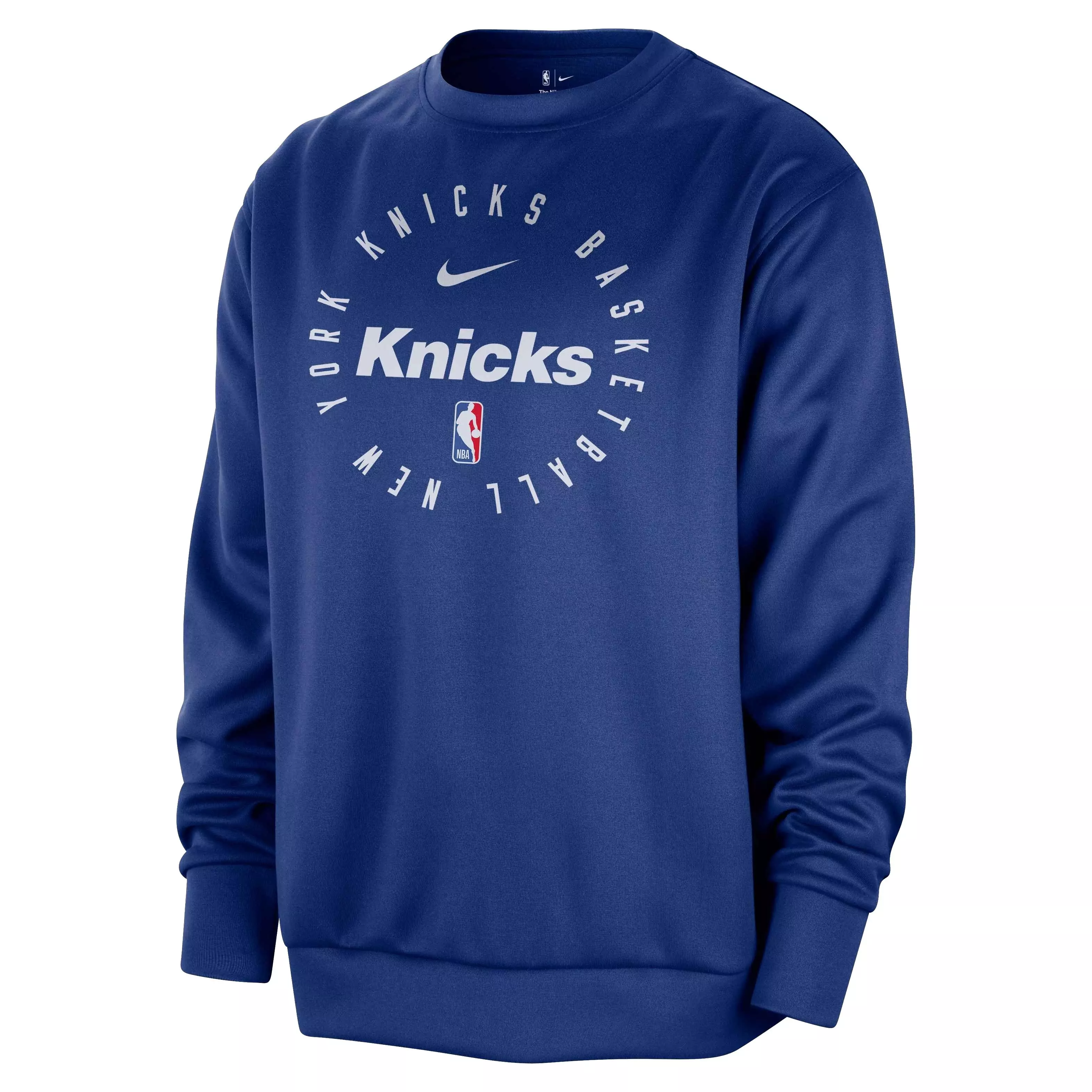 Nike Men's Dri-FIT NBA New York Knicks Spotlight Crew-Neck Sweatshirt -Blue - BLUE