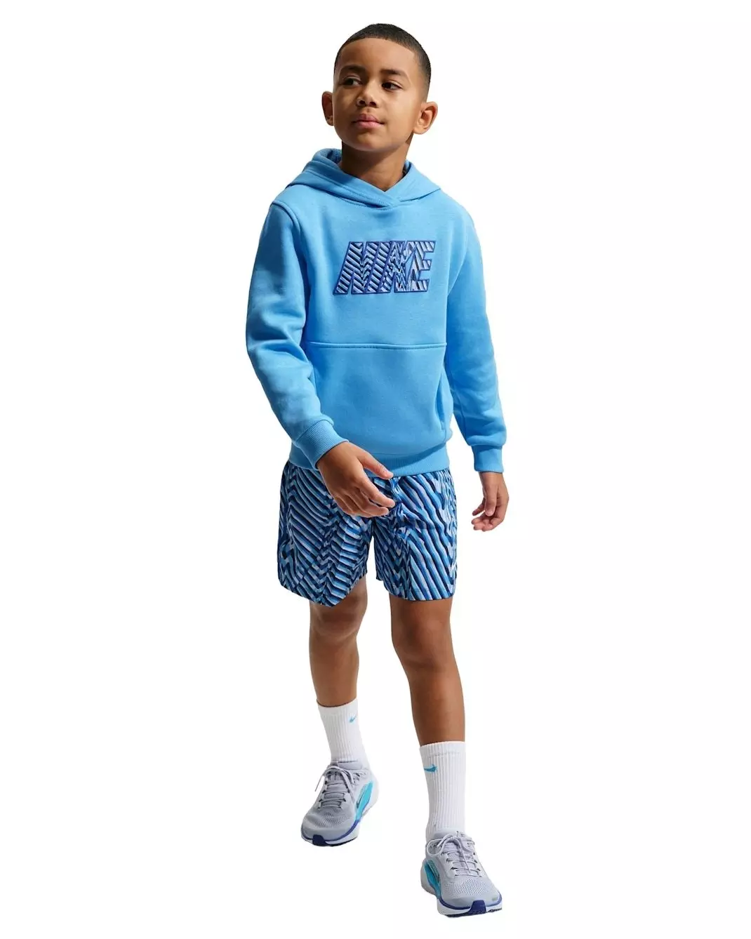 Nike Big Kids' Sportswear Club Fleece Graphic Pullover Hoodie - Blue - BLUE