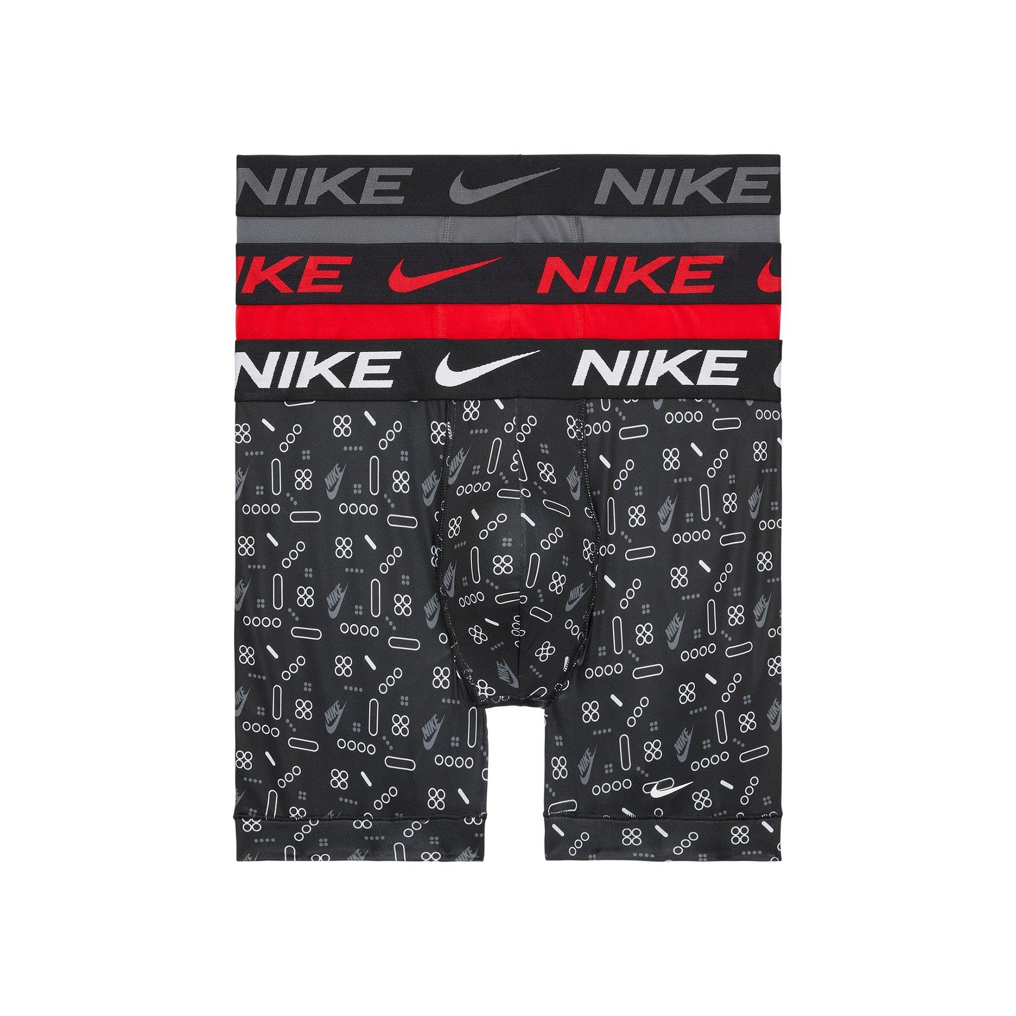 Nike Men's Dri-FIT Essential Micro Underwear (3 Pack) - Black/Grey/Red - BLACK/GREY/RED Thumbnail View 4
