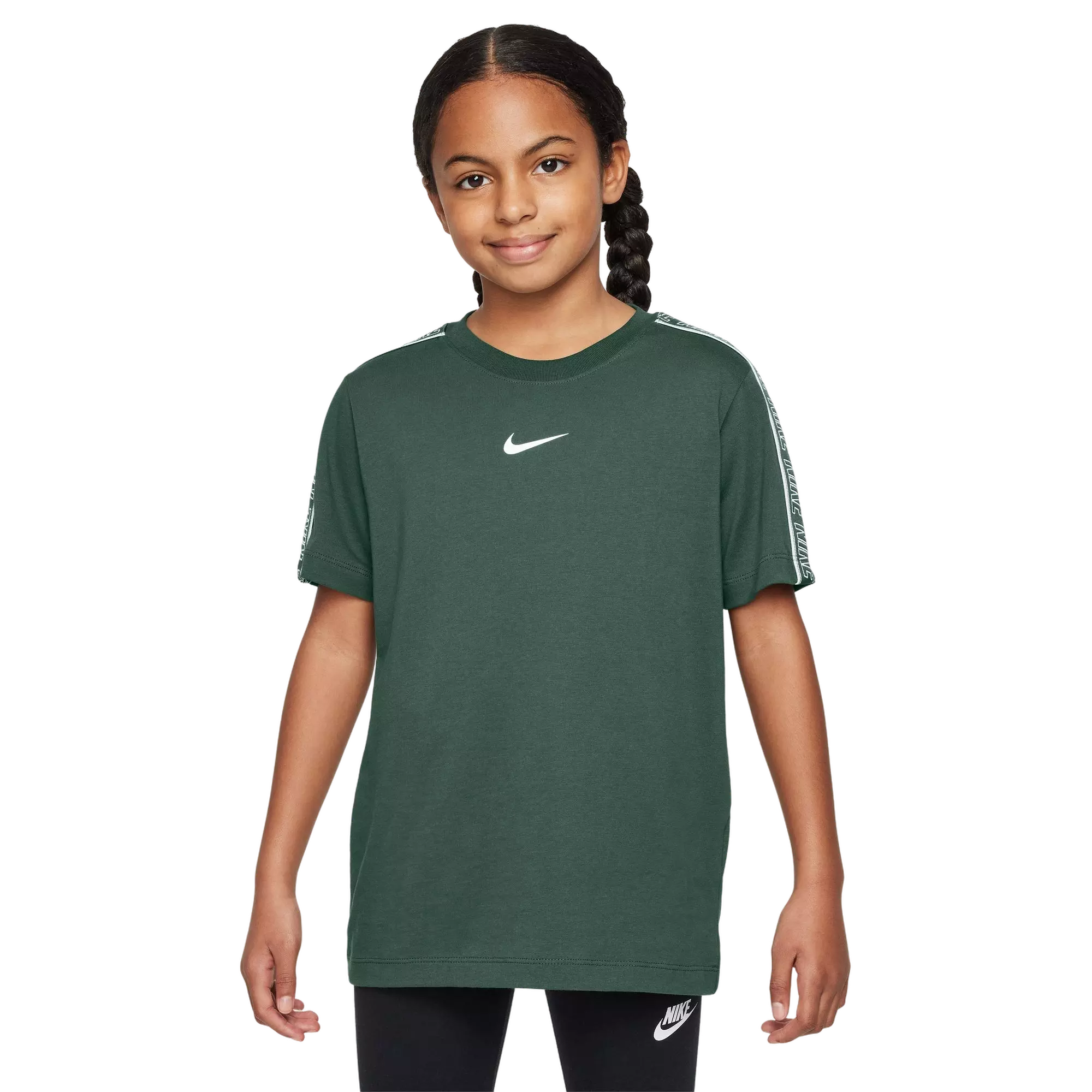 Nike Big Girls' Sportswear Swoosh Tee-Green - GREEN